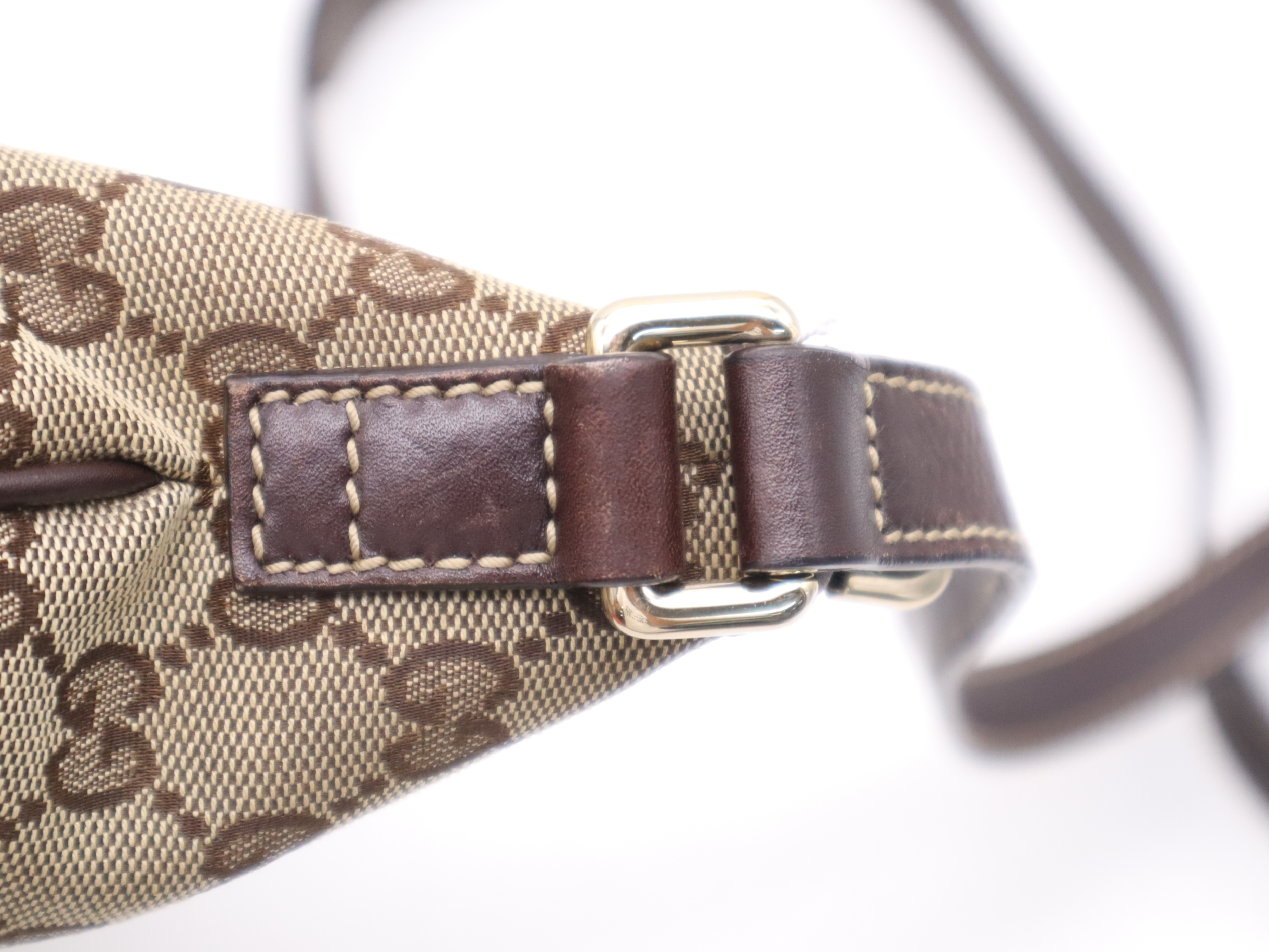 169998 GG Canvas New Brit Shoulder Bag with Gold Hardware — view 8