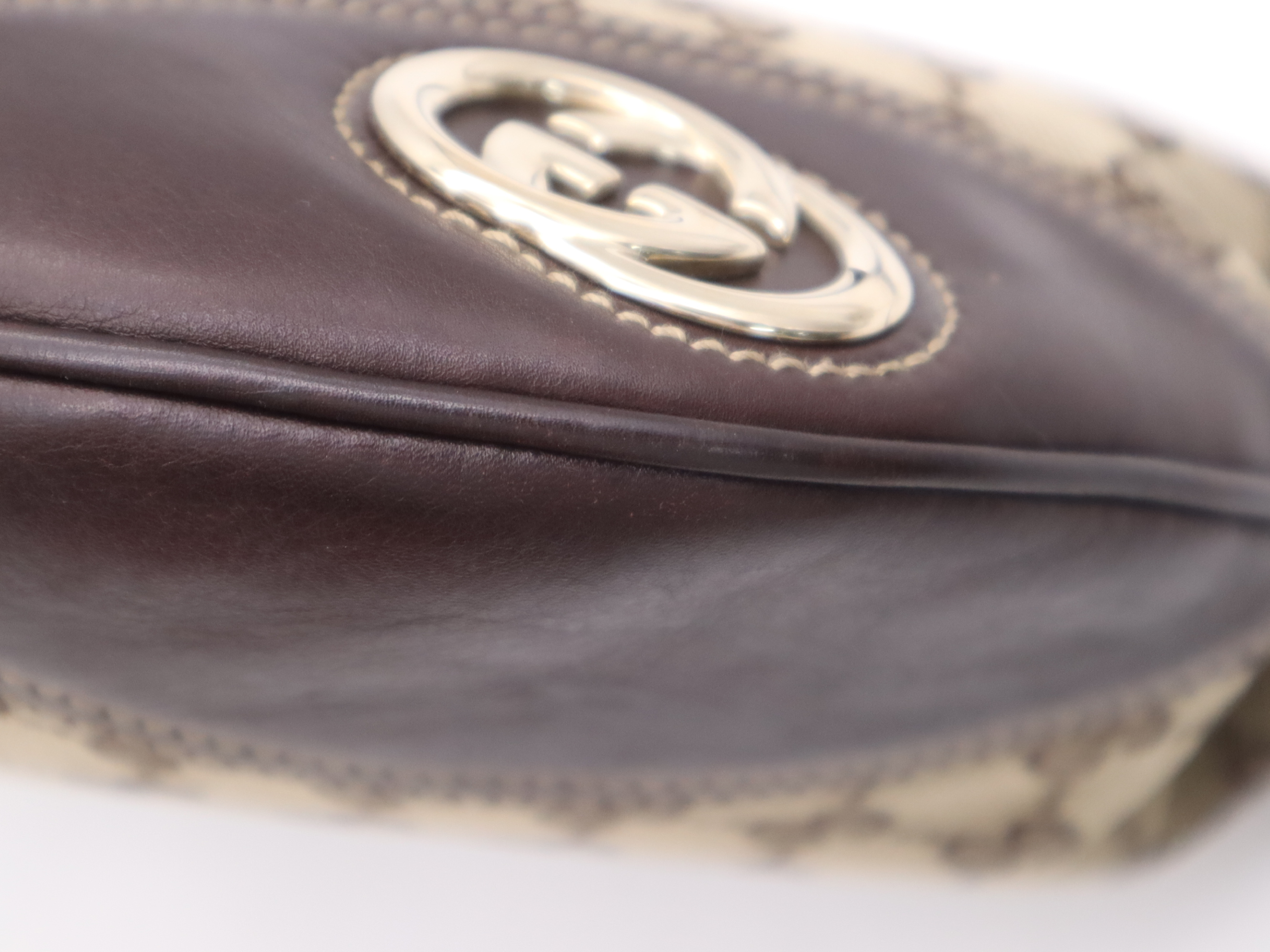 169998 GG Canvas New Brit Shoulder Bag with Gold Hardware — view 9