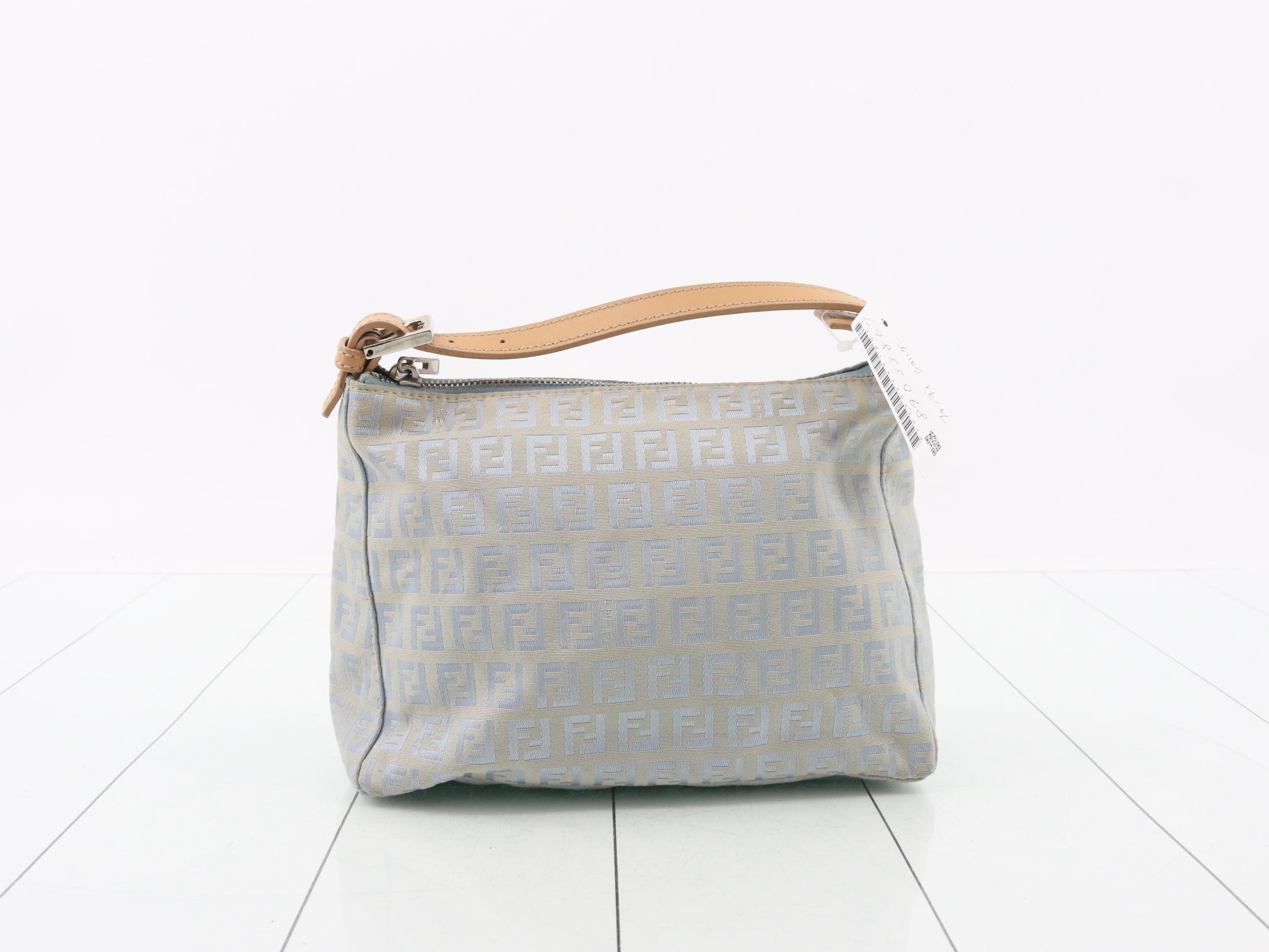 Zucchino Shoulder Bag, Canvas/Calfskin, Blue