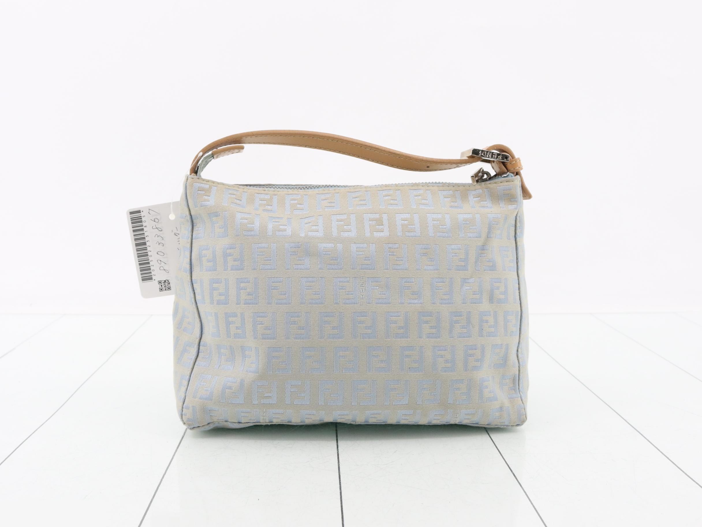 Zucchino Shoulder Bag, Canvas/Calfskin, Blue — view 2
