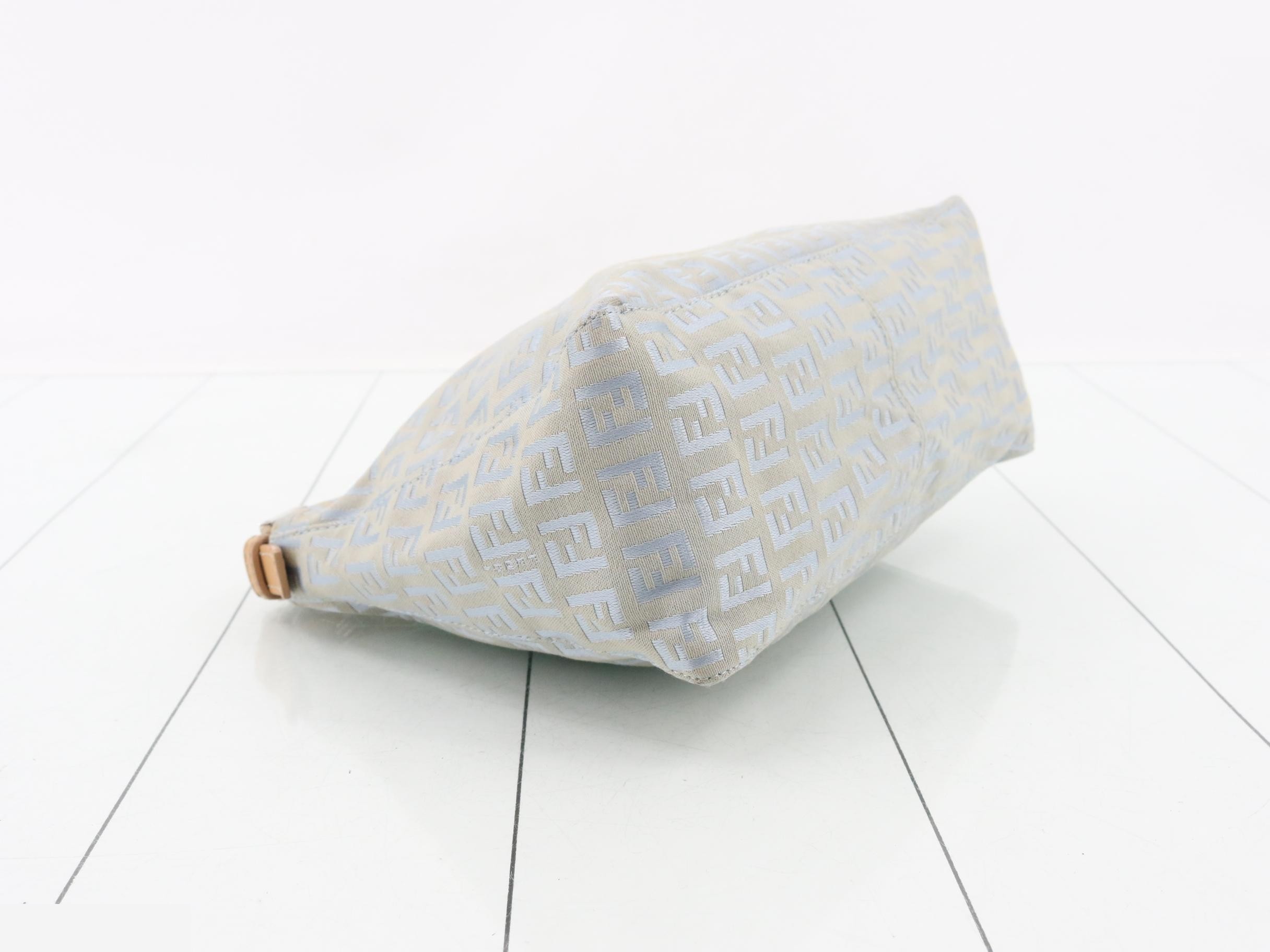 Zucchino Shoulder Bag, Canvas/Calfskin, Blue — view 5
