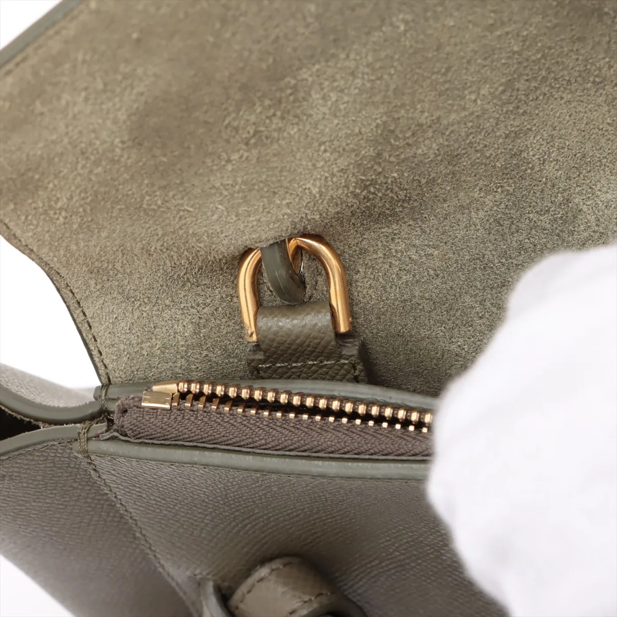 belt bag micro leather 2WAY handbag khaki — view 14