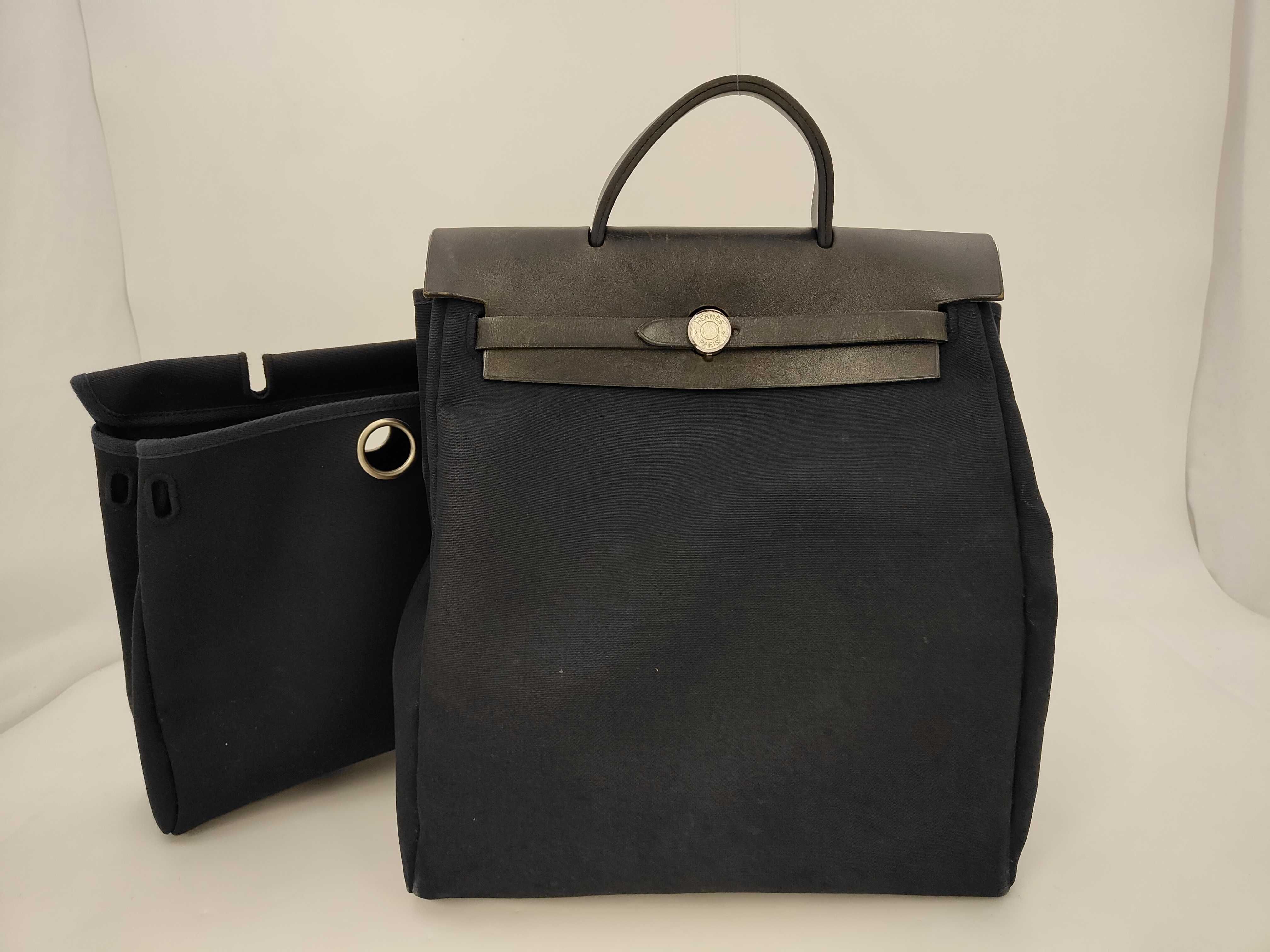 Herbag Ad PM Toile Officier x Vache Hunter Black Silver Hardware G: 2003 Backpack