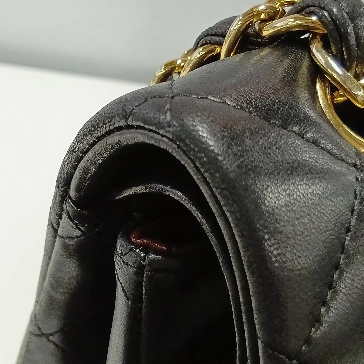 Large Matelassé 34 Maxi Lambskin Double Flap Double Chain Bag, Black with Gold Hardware, 16283785, Serial Number 16-series, A58601 — view 11