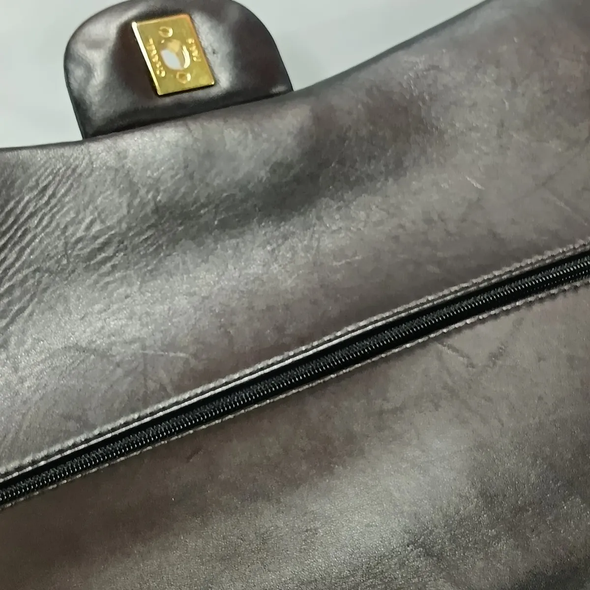 Large Matelassé 34 Maxi Lambskin Double Flap Double Chain Bag, Black with Gold Hardware, 16283785, Serial Number 16-series, A58601 — view 12