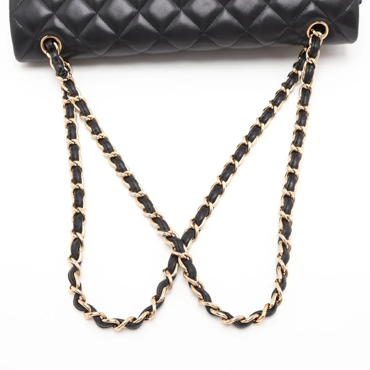 Large Matelassé 34 Maxi Lambskin Double Flap Double Chain Bag, Black with Gold Hardware, 16283785, Serial Number 16-series, A58601 — view 5