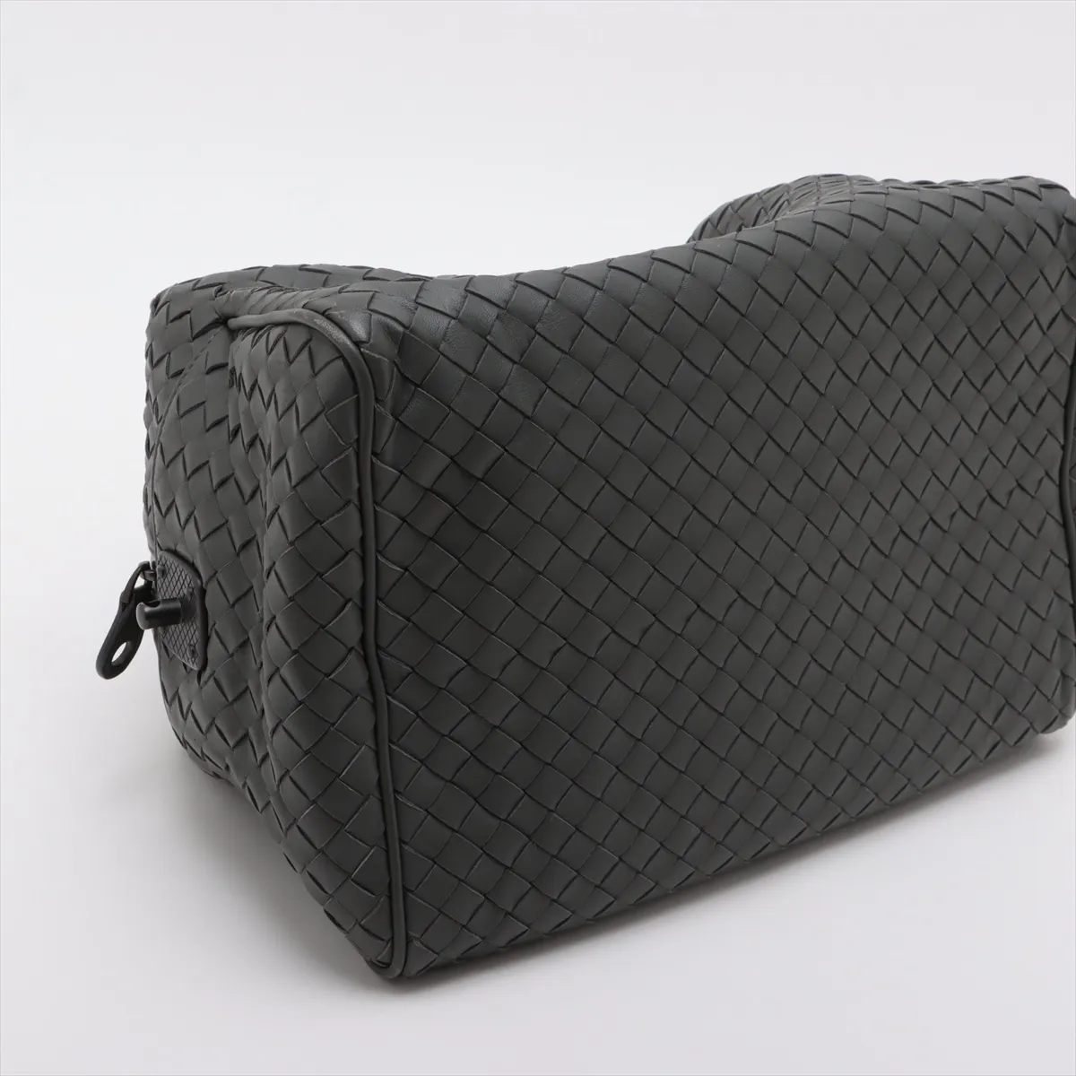 Intrecciato Leather Handbag Gray with Mirror — view 4