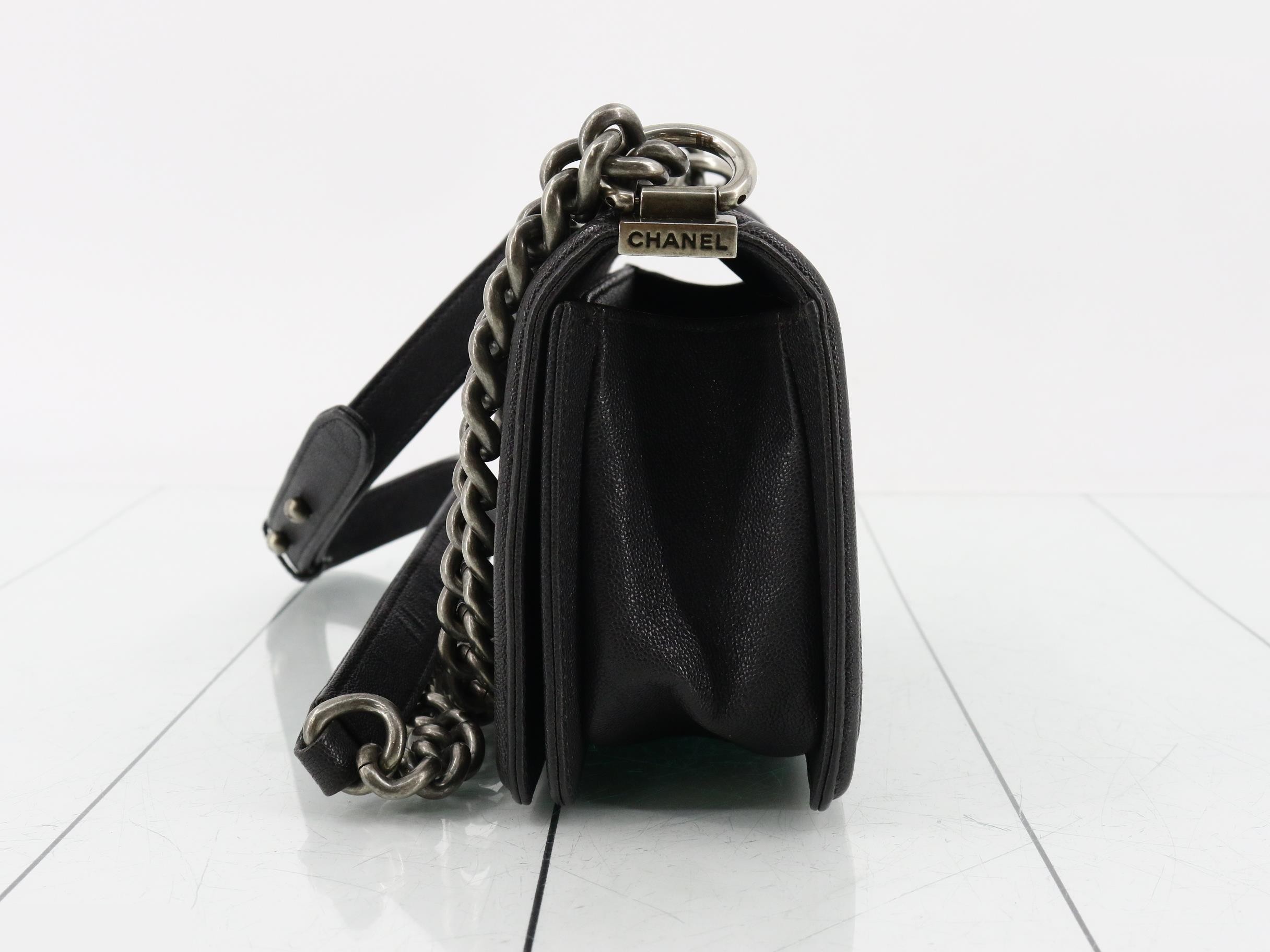Boy Chanel Caviar Skin Chain Shoulder Bag — view 3