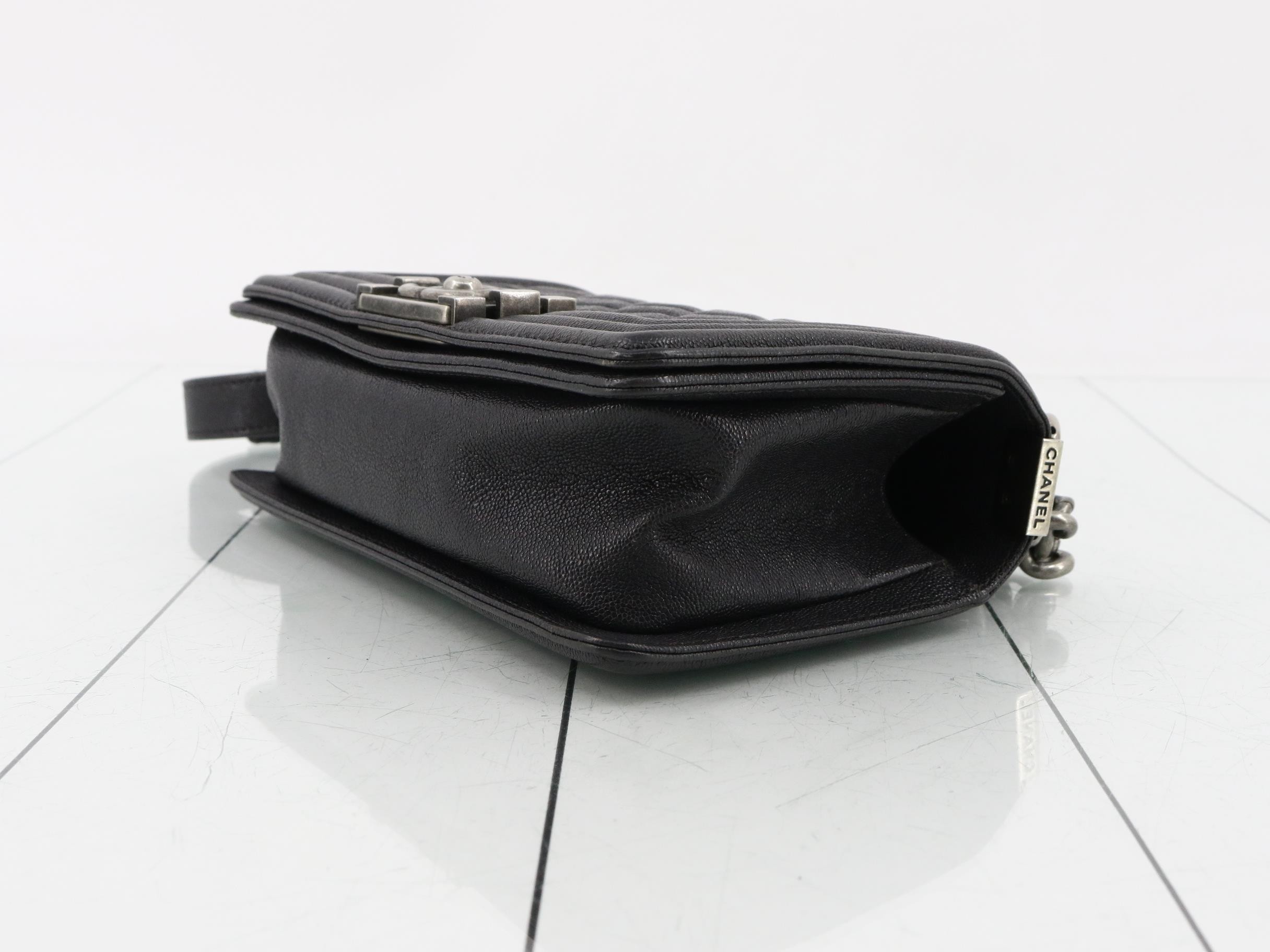 Boy Chanel Caviar Skin Chain Shoulder Bag — view 6