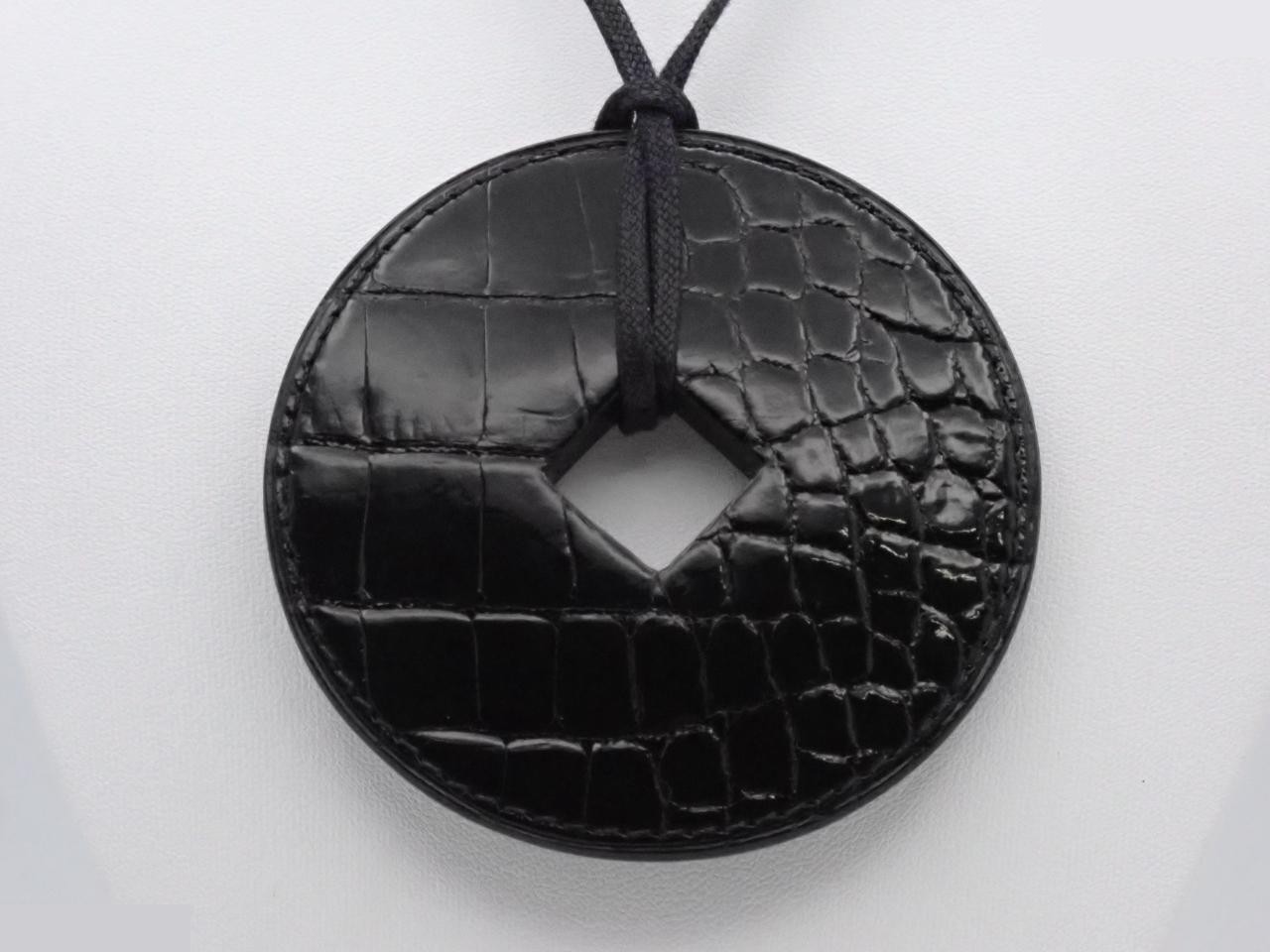 Porosus Petit H Necklace, Black, Cord approx. 70cm