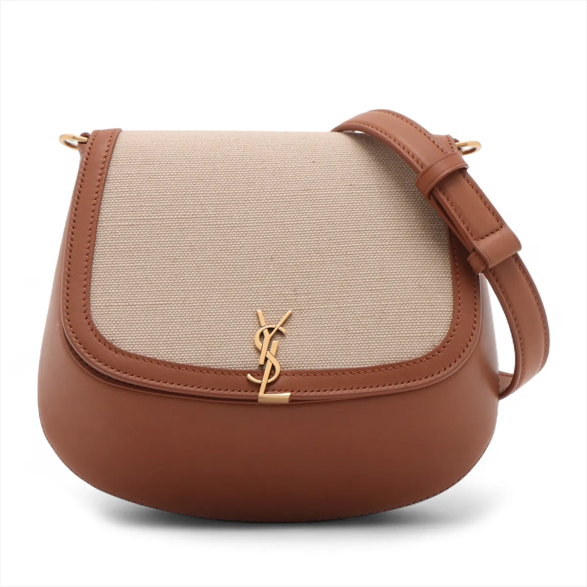 Voltaire Mini Canvas x Leather Shoulder Bag Beige x Brown 818896