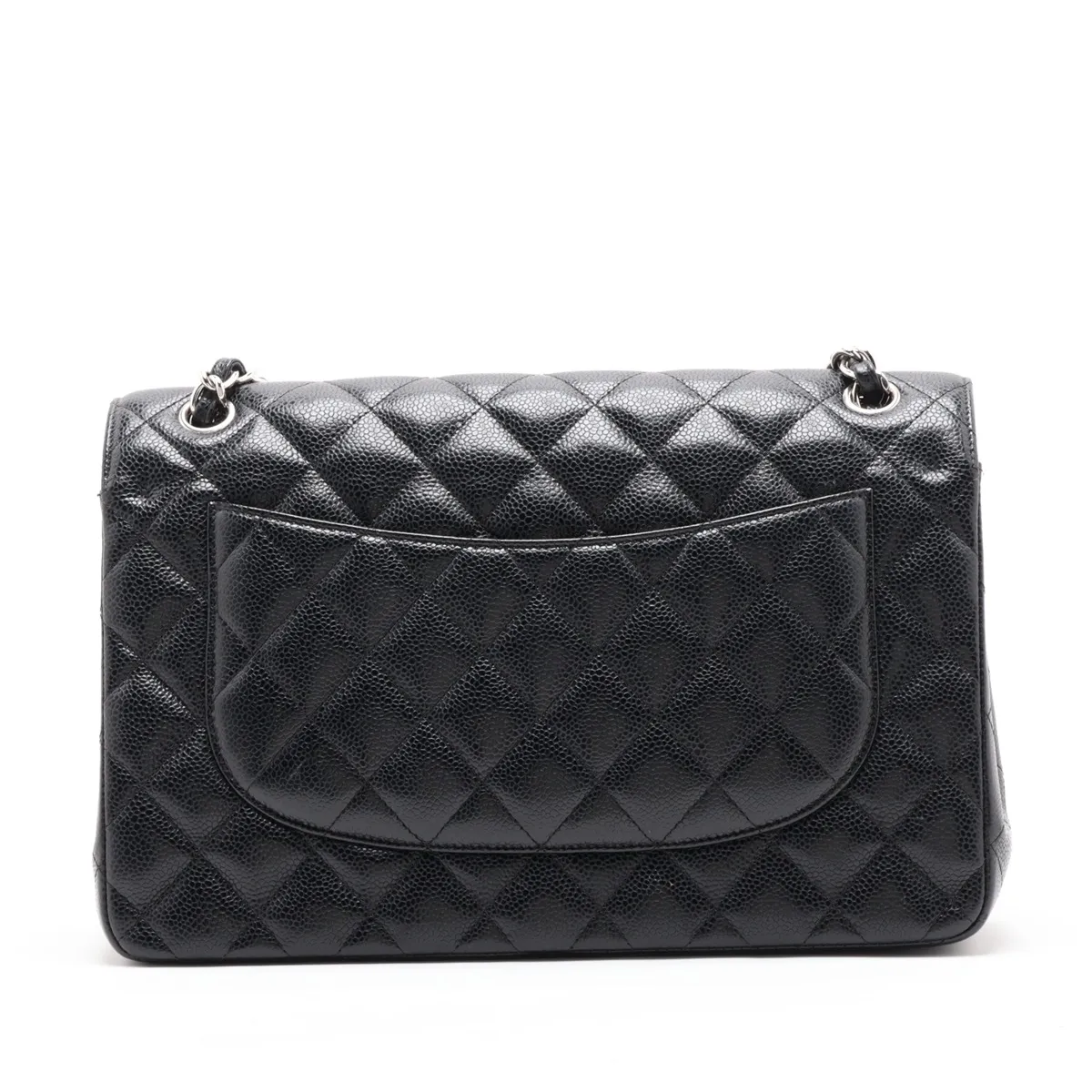 [Individually packaged] Chanel Large Matelassé 30 Caviar Skin Single Flap Double Chain Tote Bag, Black with Silver Hardware, 25146060, Serial Number , A58600 — view 2