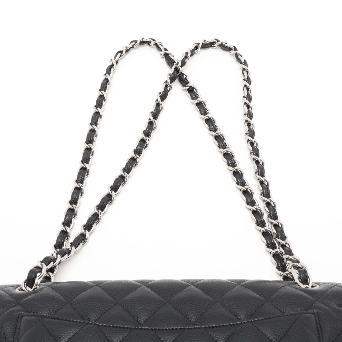 [Individually packaged] Chanel Large Matelassé 30 Caviar Skin Single Flap Double Chain Tote Bag, Black with Silver Hardware, 25146060, Serial Number , A58600 — view 6