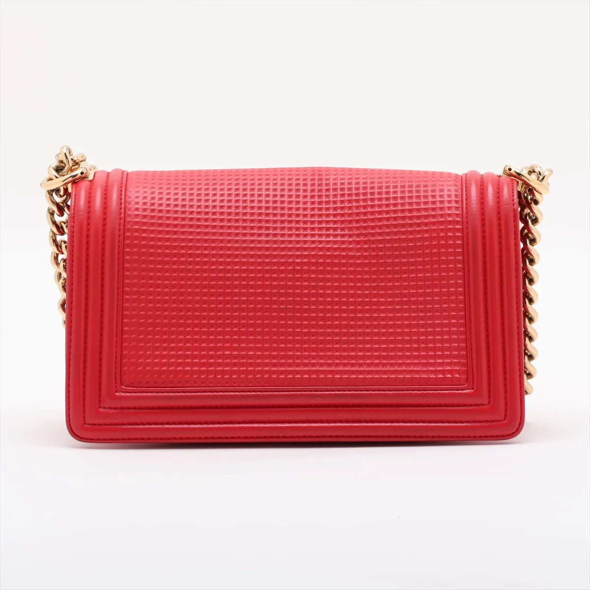 Boy Chanel 25 Leather Chain Shoulder Bag, Red with Gold Hardware, 18991032, Serial Number 18-series, A67086 — view 2
