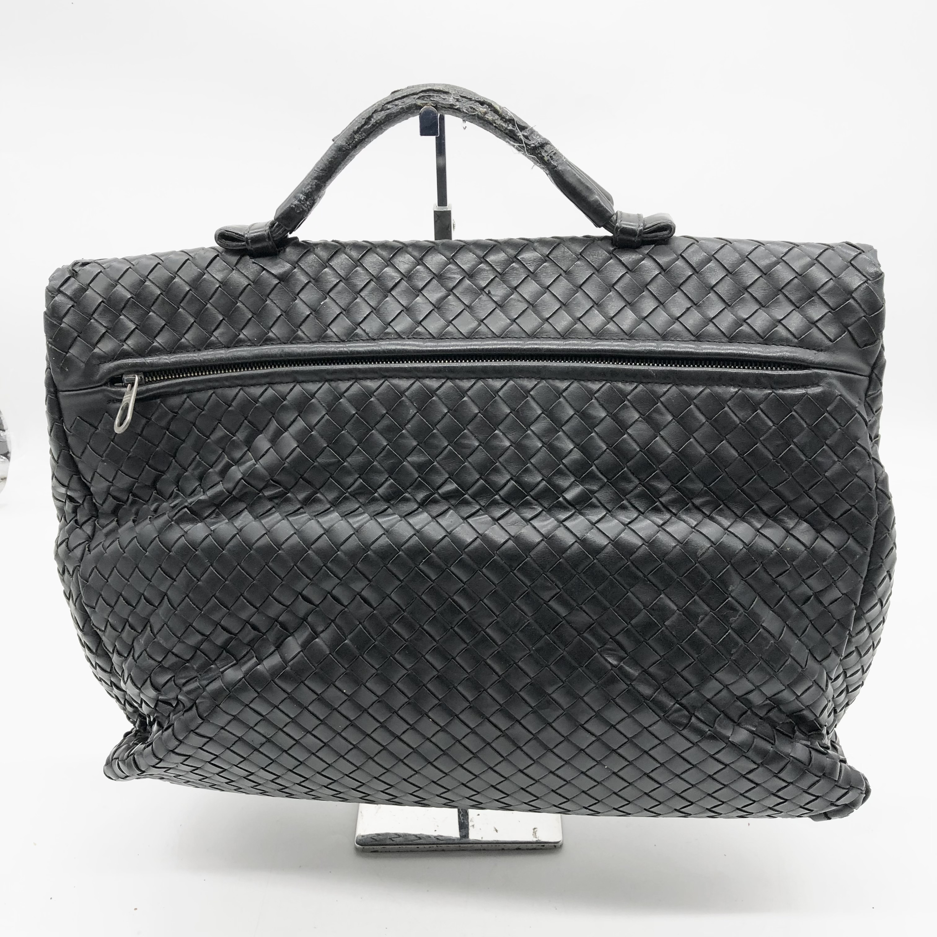 Intrecciato Business Bag, Leather, Black — view 2