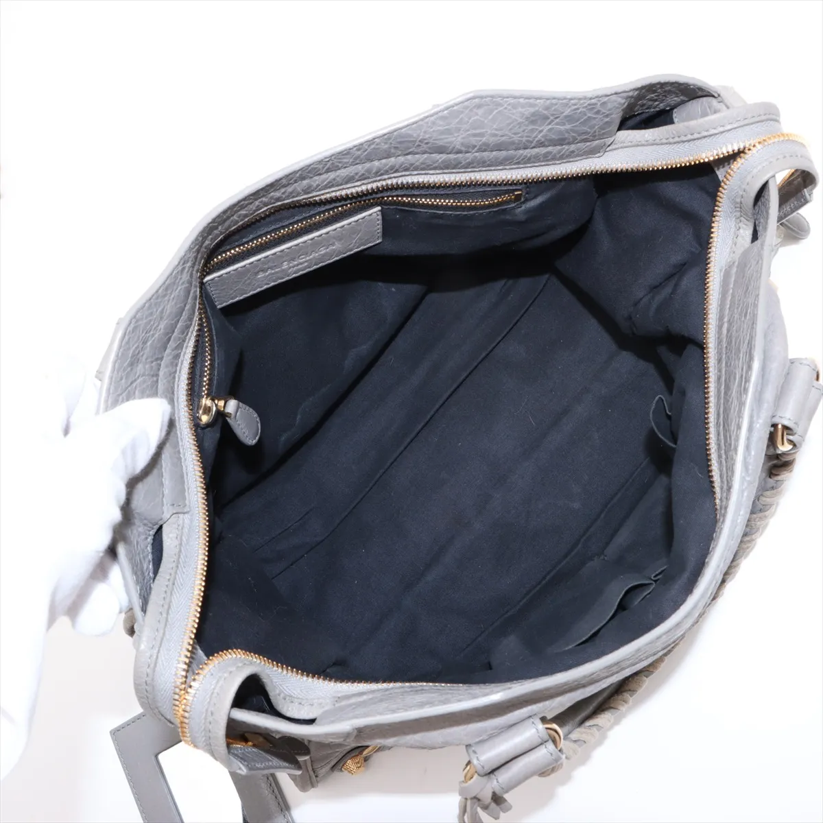 The Giant City Leather 2WAY Handbag Gray 281770 with Mirror — view 8