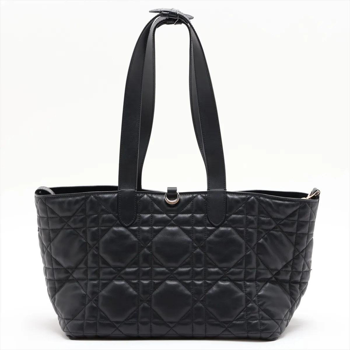 Macro Cannage Toujours Leather Handbag, Black — view 2