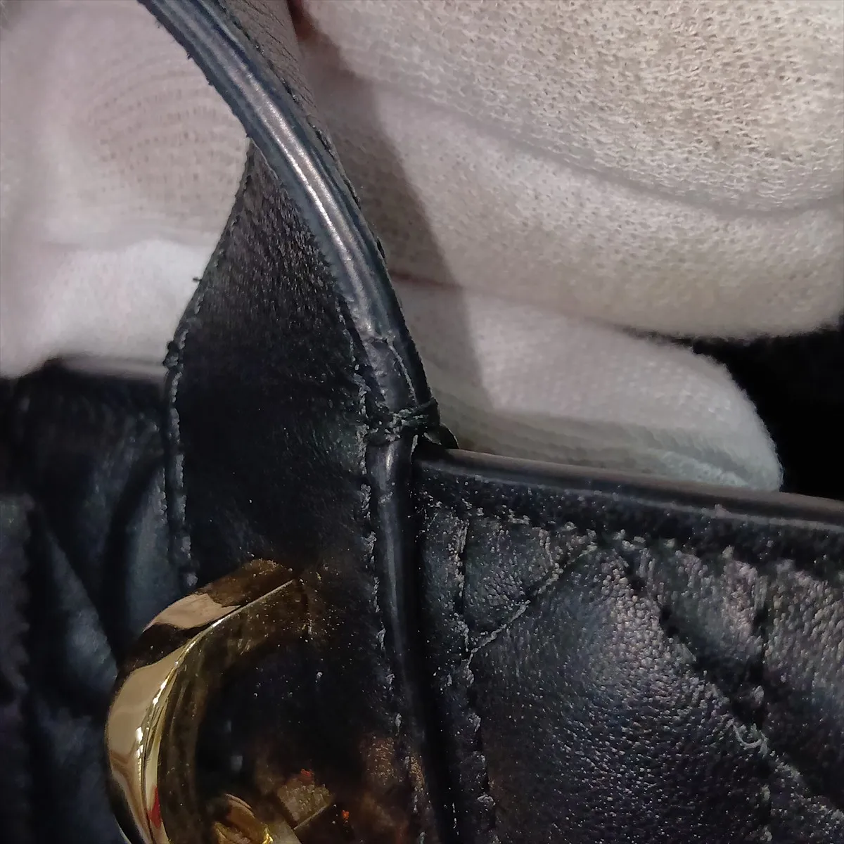 Macro Cannage Toujours Leather Handbag, Black — view 12