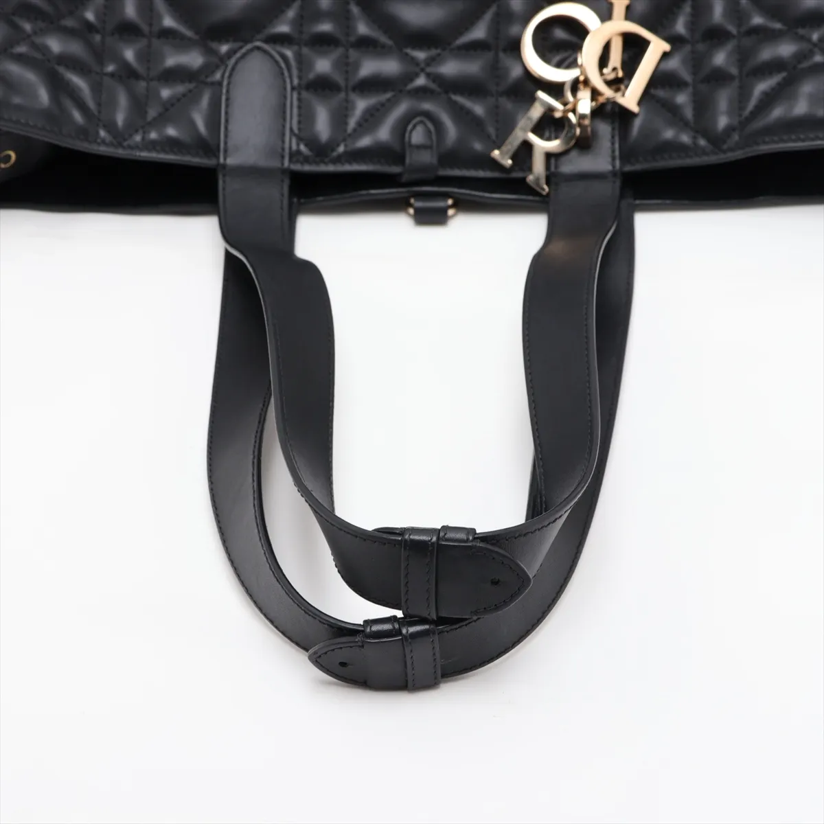 Macro Cannage Toujours Leather Handbag, Black — view 5