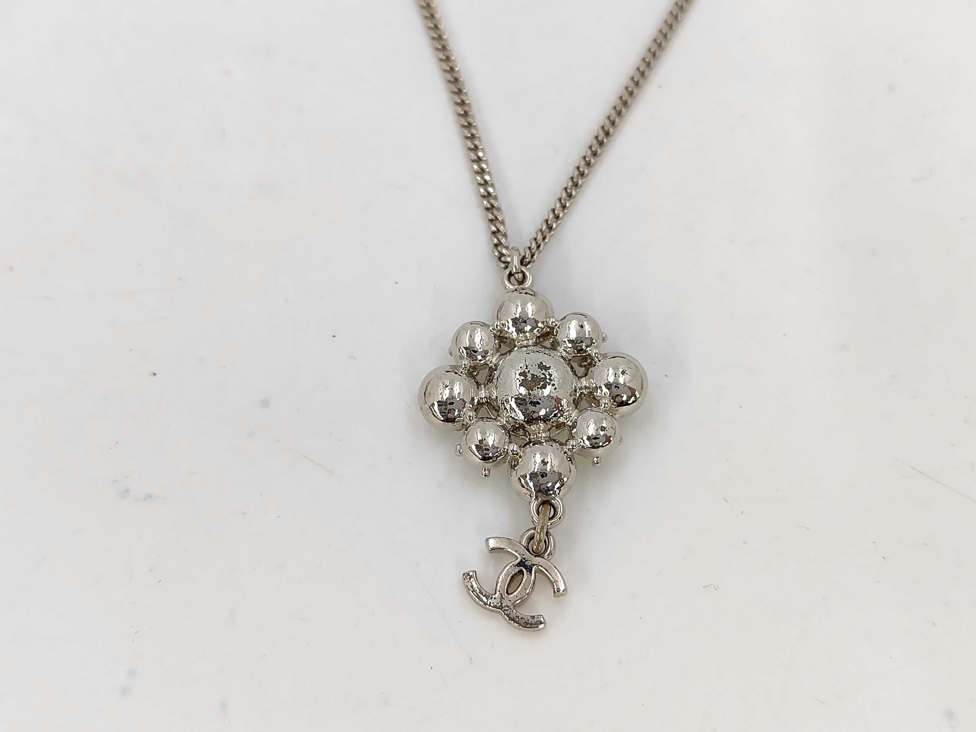 Necklace, Rhinestone, Coco Mark, Silver Necklace — view 3