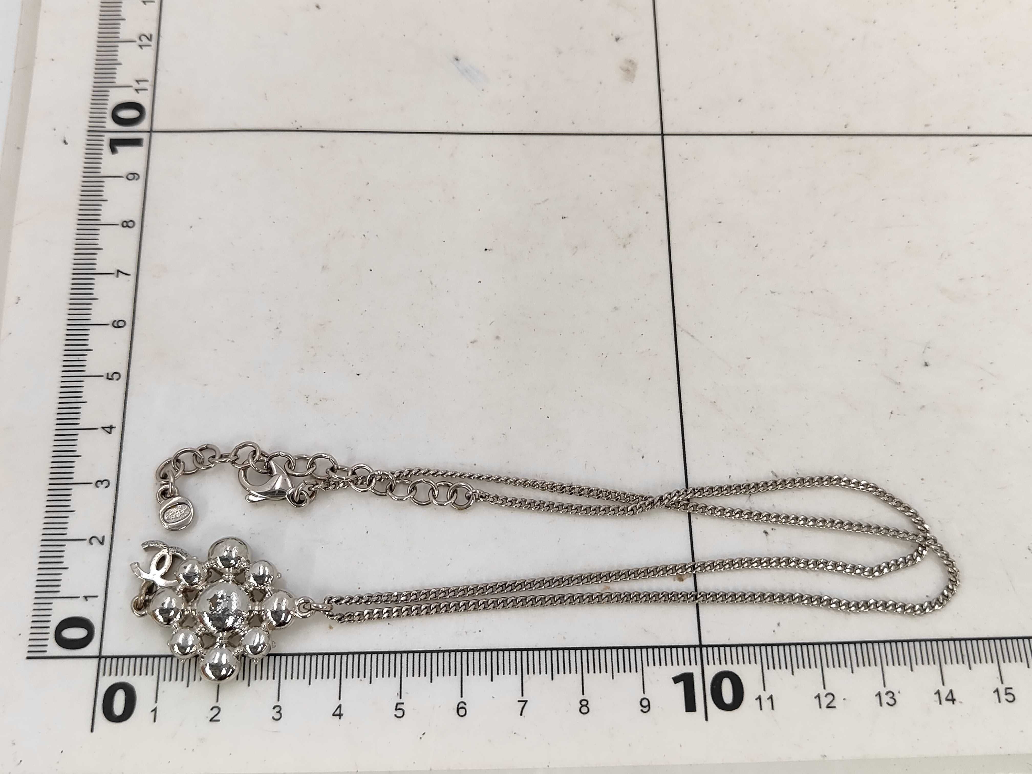 Necklace, Rhinestone, Coco Mark, Silver Necklace — view 7