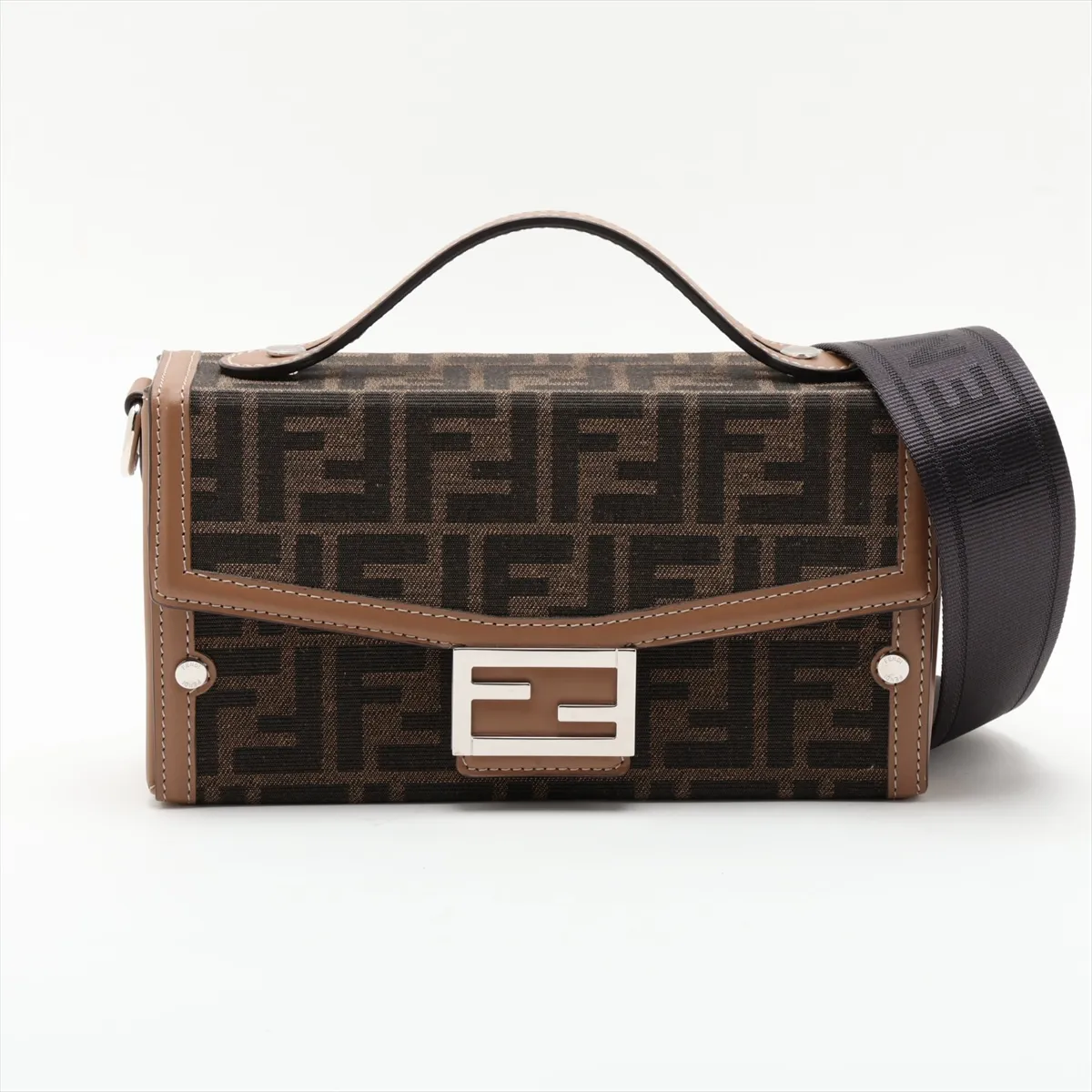 Zucca Soft Trunk Baguette 7VA565 Canvas x Leather 2-Way Handbag Brown