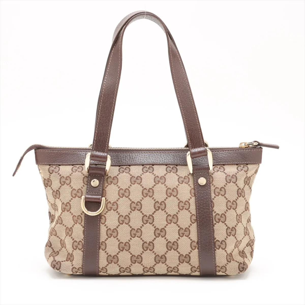 GG canvas x leather handbag beige x brown 141471 — view 2