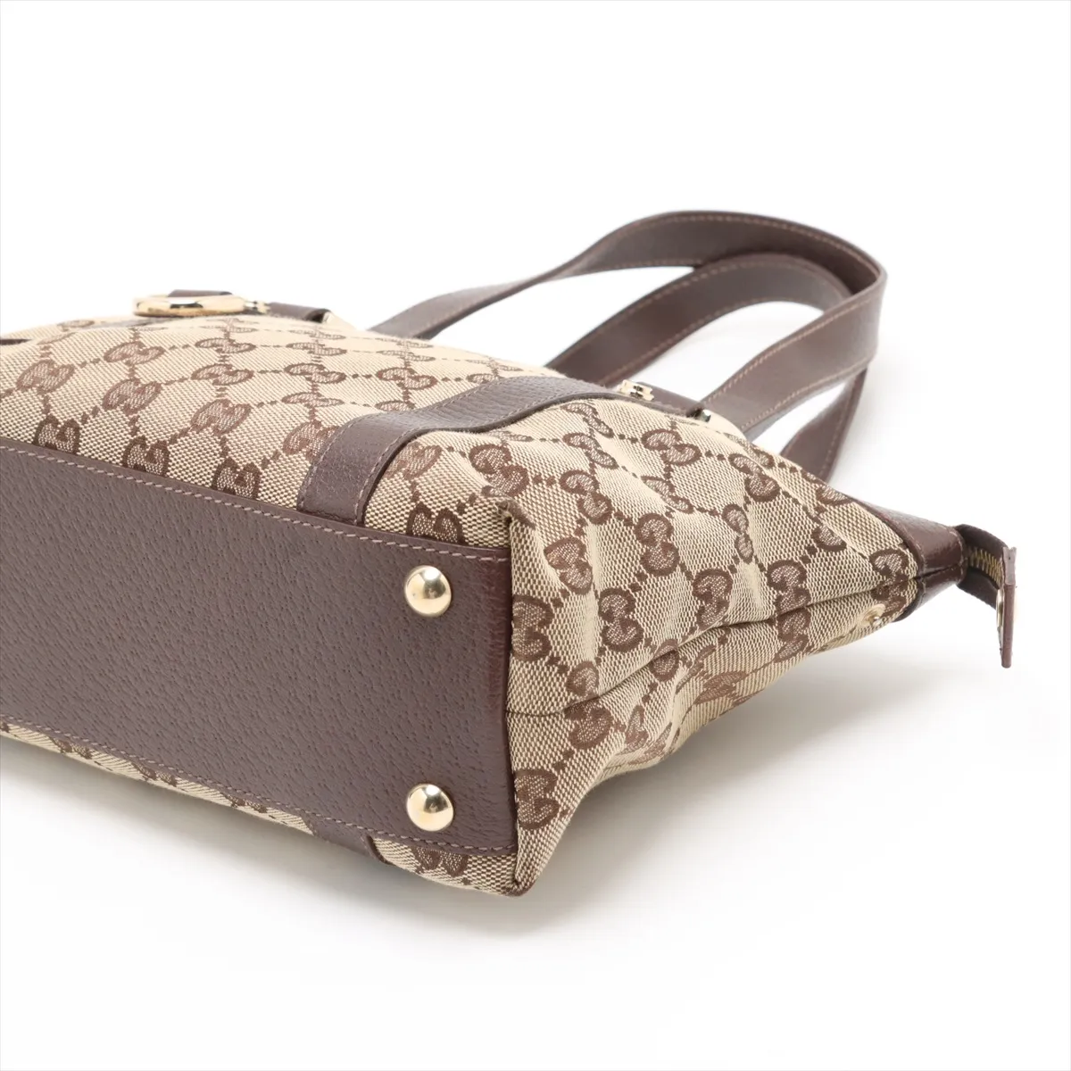 GG canvas x leather handbag beige x brown 141471 — view 3