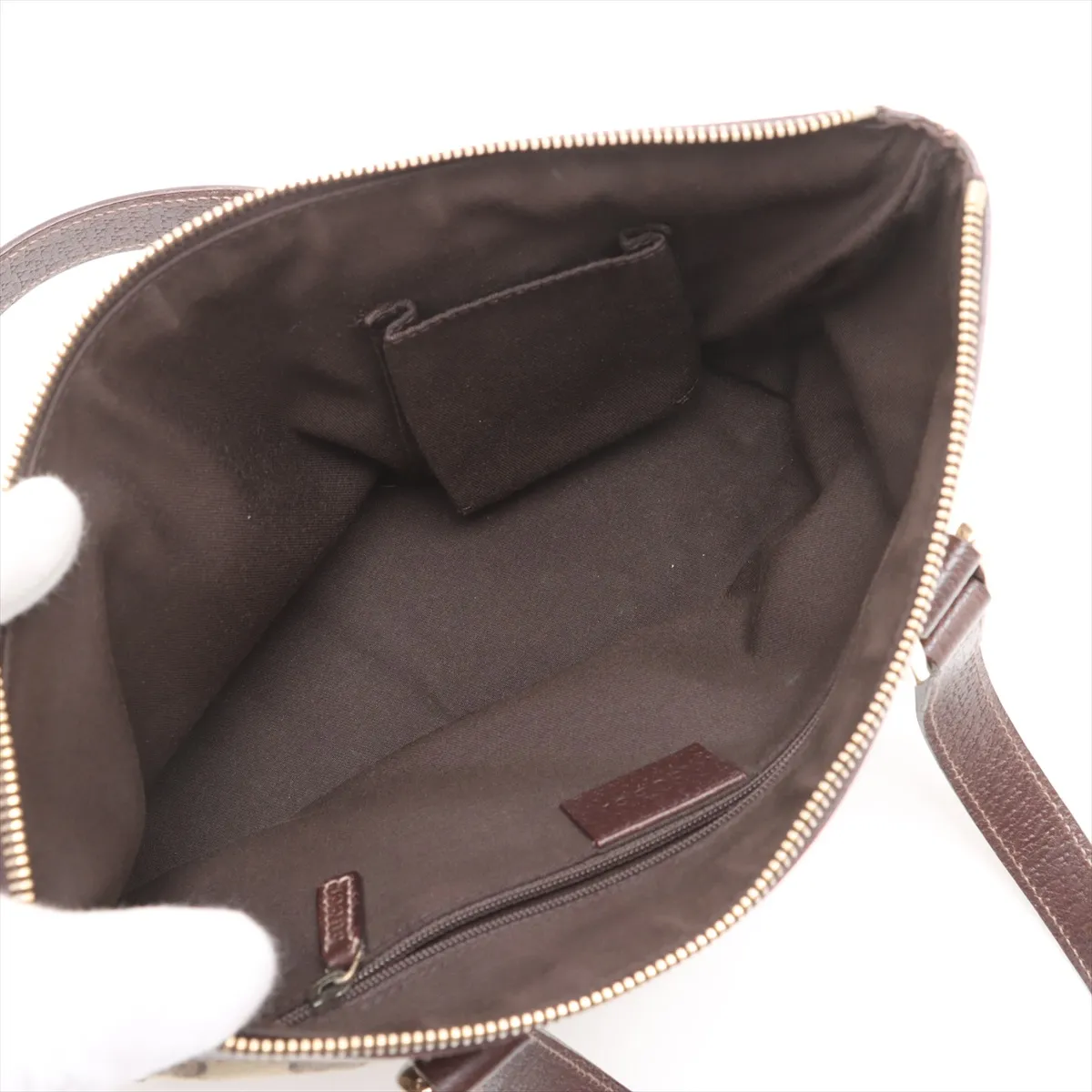 GG canvas x leather handbag beige x brown 141471 — view 7