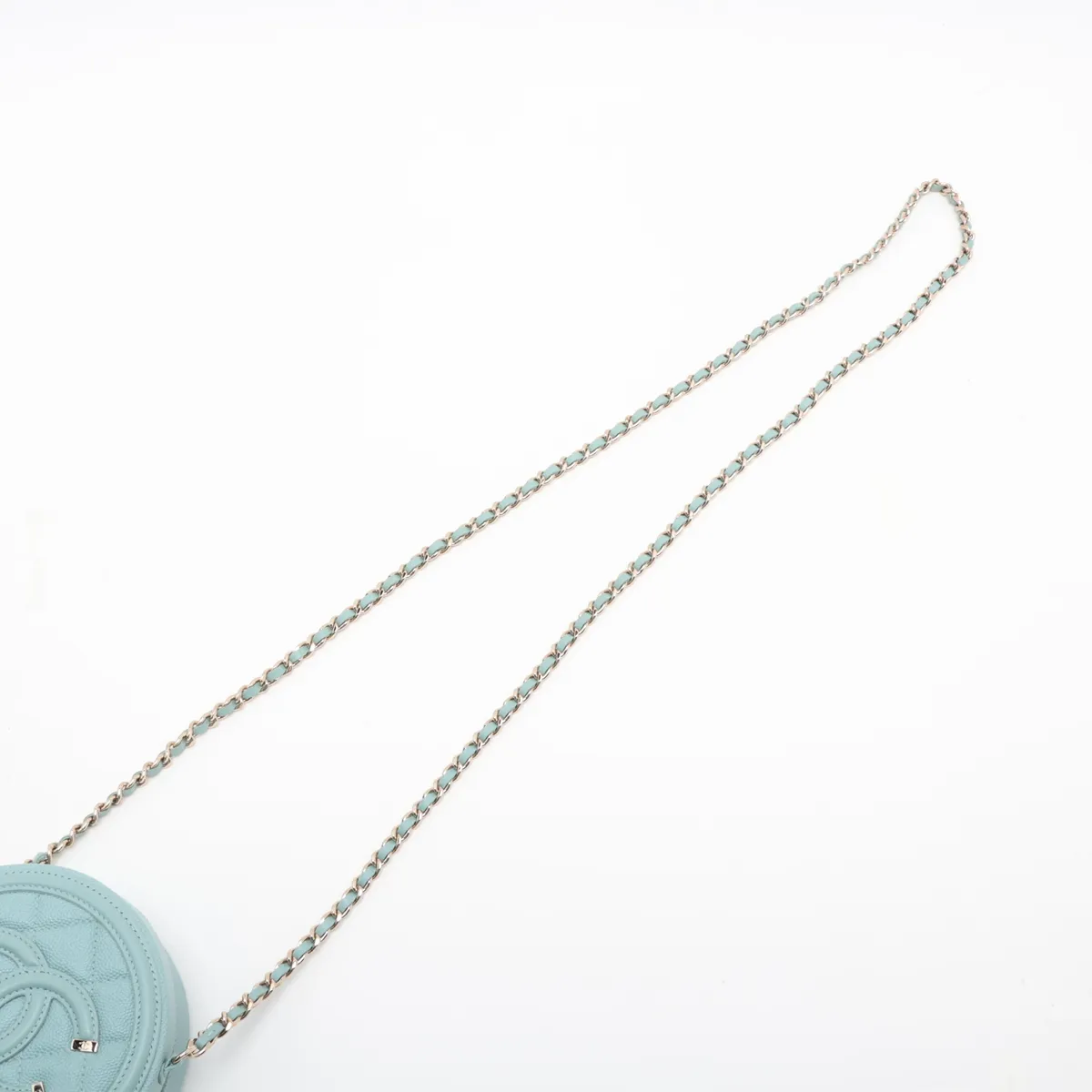 CC Filigree Caviar Skin Chain Shoulder Bag, Round, Blue, Gold Hardware, 29147412, Serial Number 29 — view 5