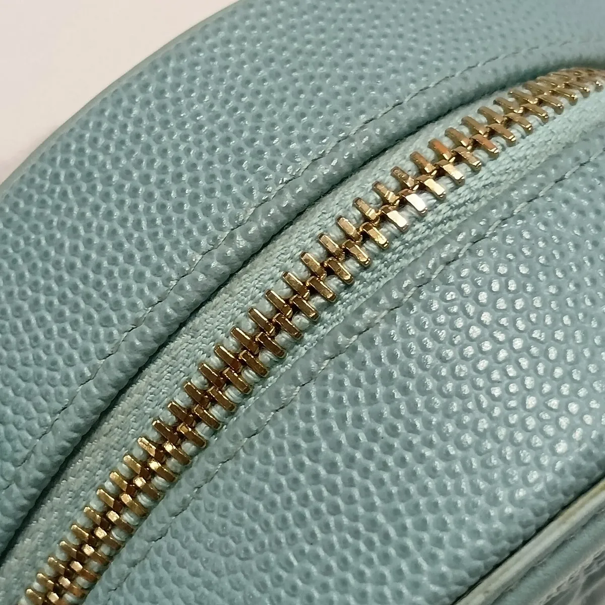 CC Filigree Caviar Skin Chain Shoulder Bag, Round, Blue, Gold Hardware, 29147412, Serial Number 29 — view 10