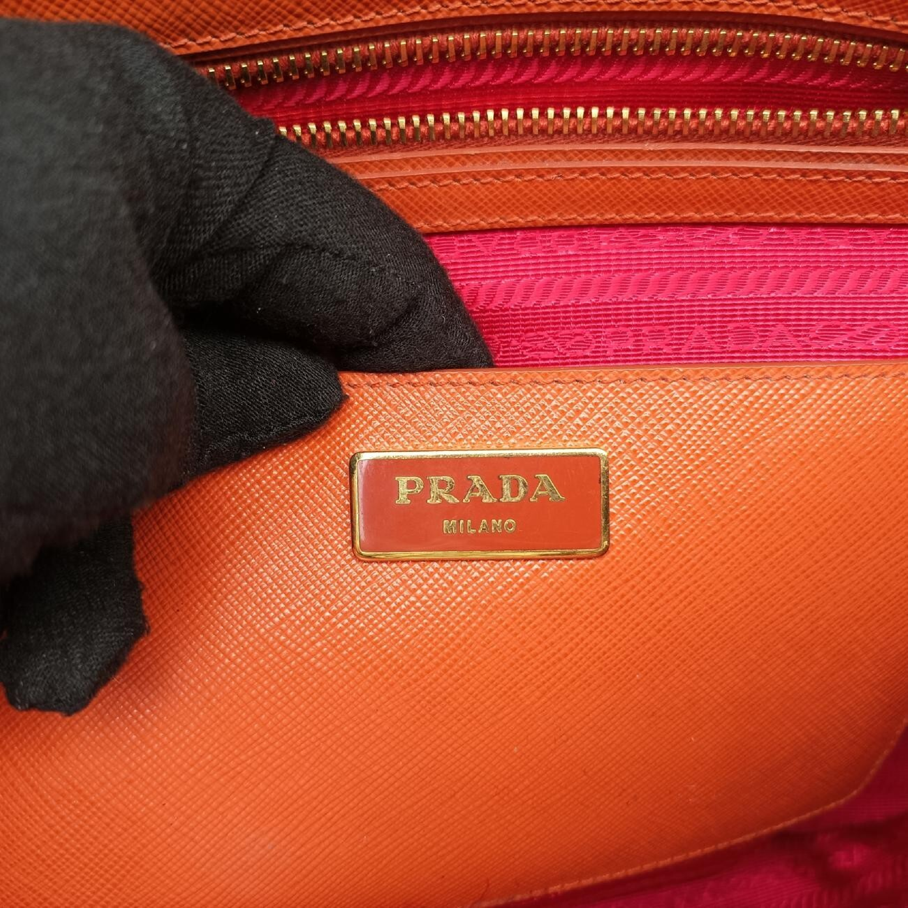 Galleria Orange x Red Saffiano Leather BN1844 14 X Shoulder Bag — view 7