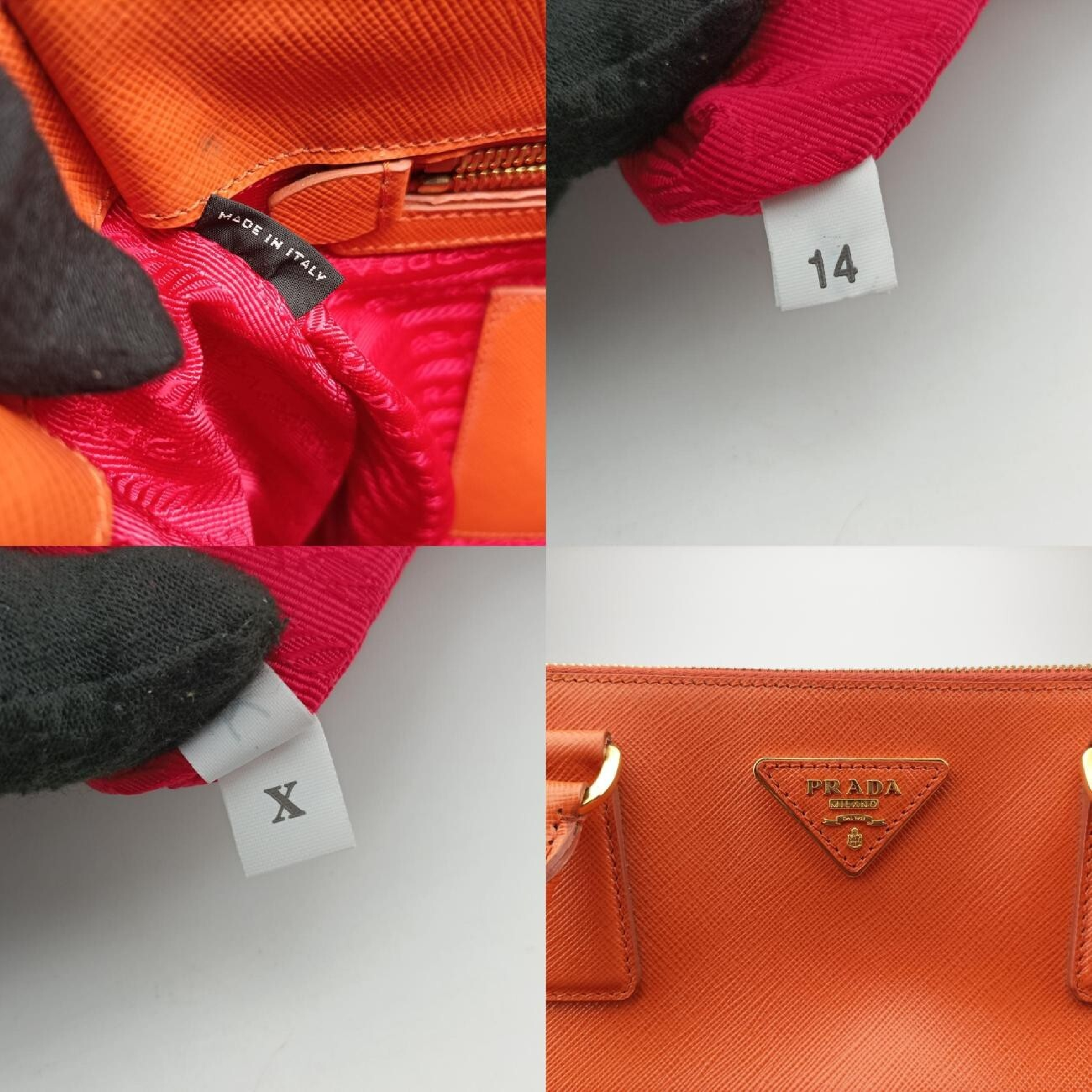 Galleria Orange x Red Saffiano Leather BN1844 14 X Shoulder Bag — view 8