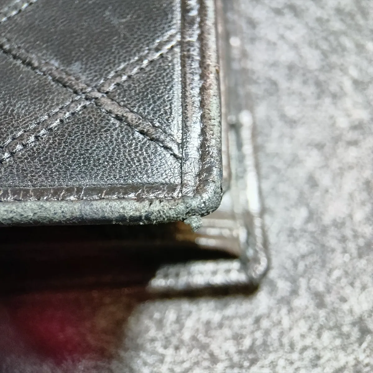 Bicolore Leather Long Wallet, Black with Gold Hardware — view 12