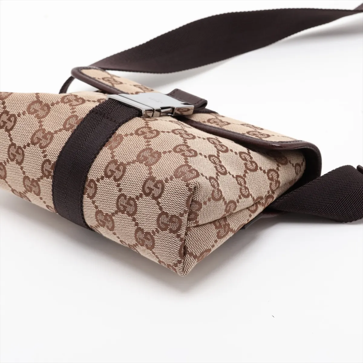 GG Canvas x Leather Waist Pouch Beige x Brown — view 3