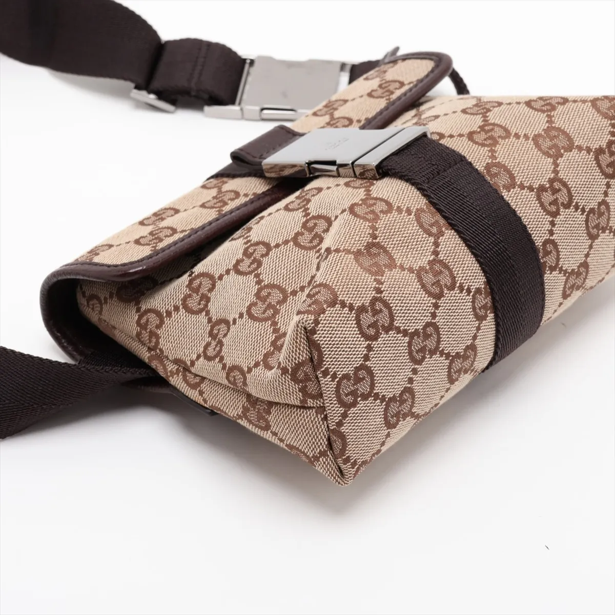 GG Canvas x Leather Waist Pouch Beige x Brown — view 4