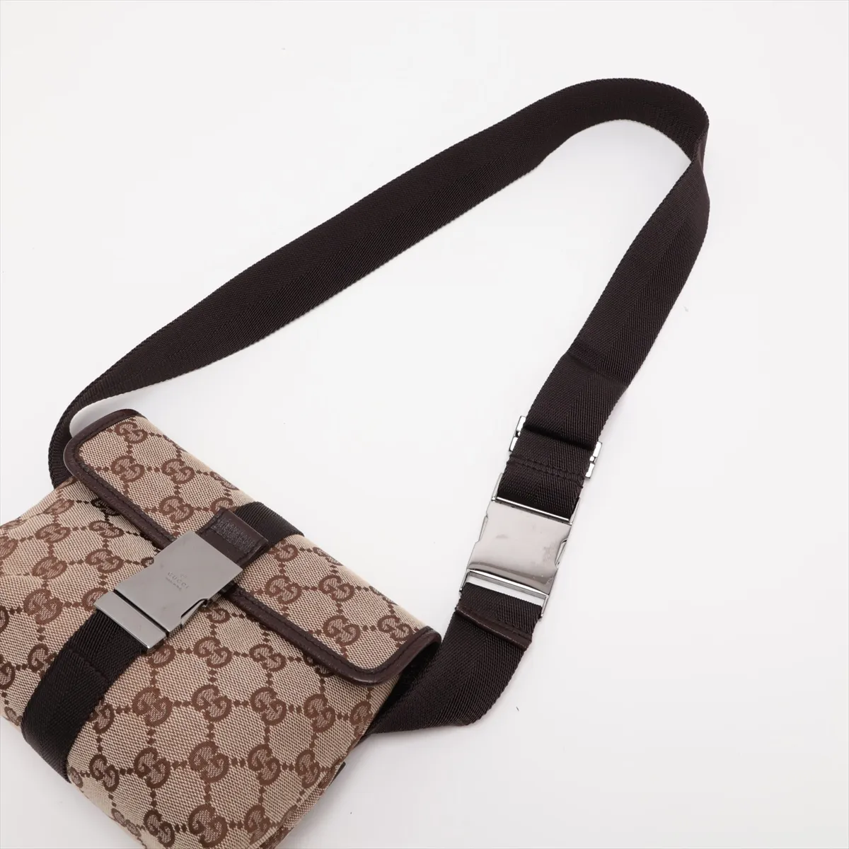 GG Canvas x Leather Waist Pouch Beige x Brown — view 5