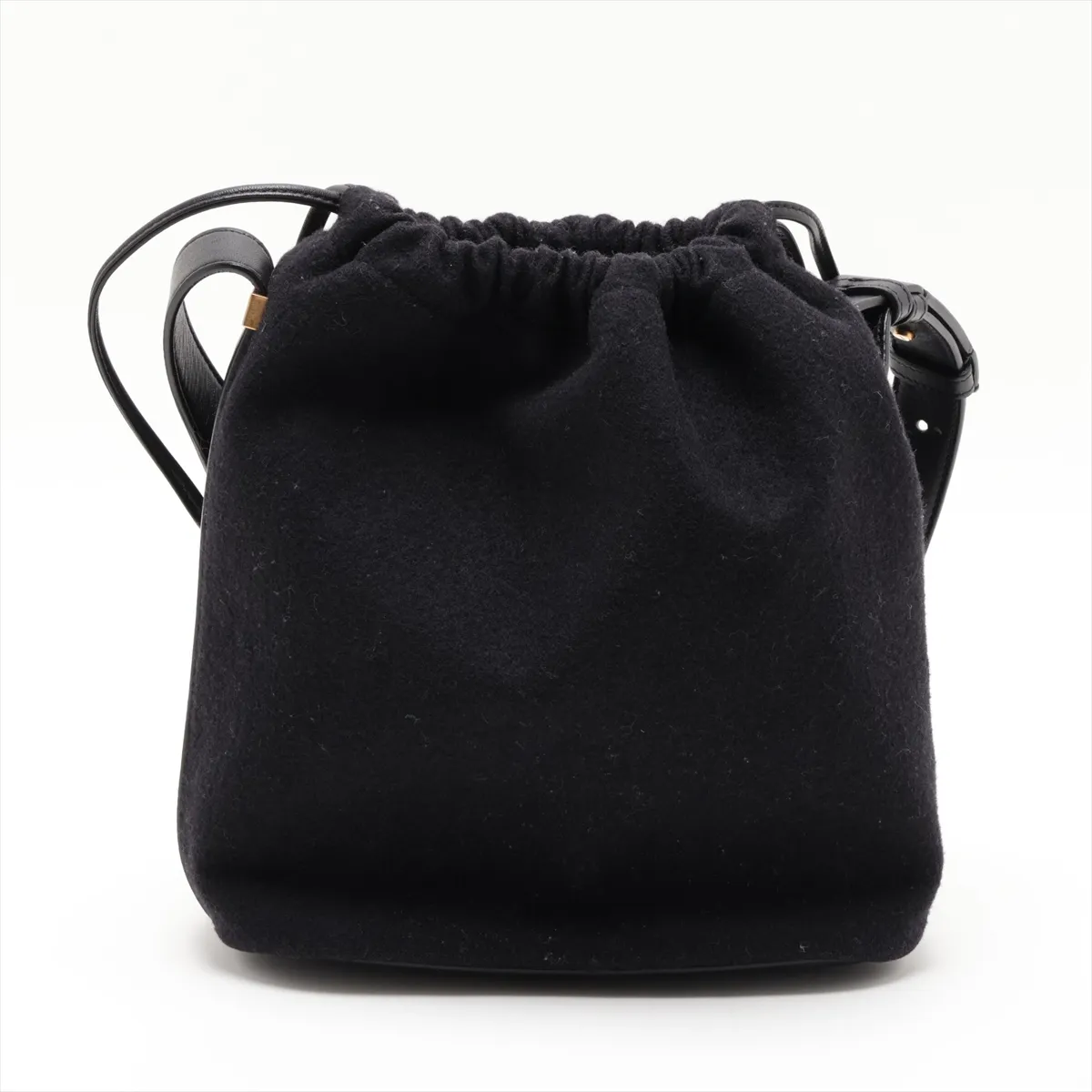 Rive Gauche 710261 Wool x Leather Shoulder Bag, Black — view 2
