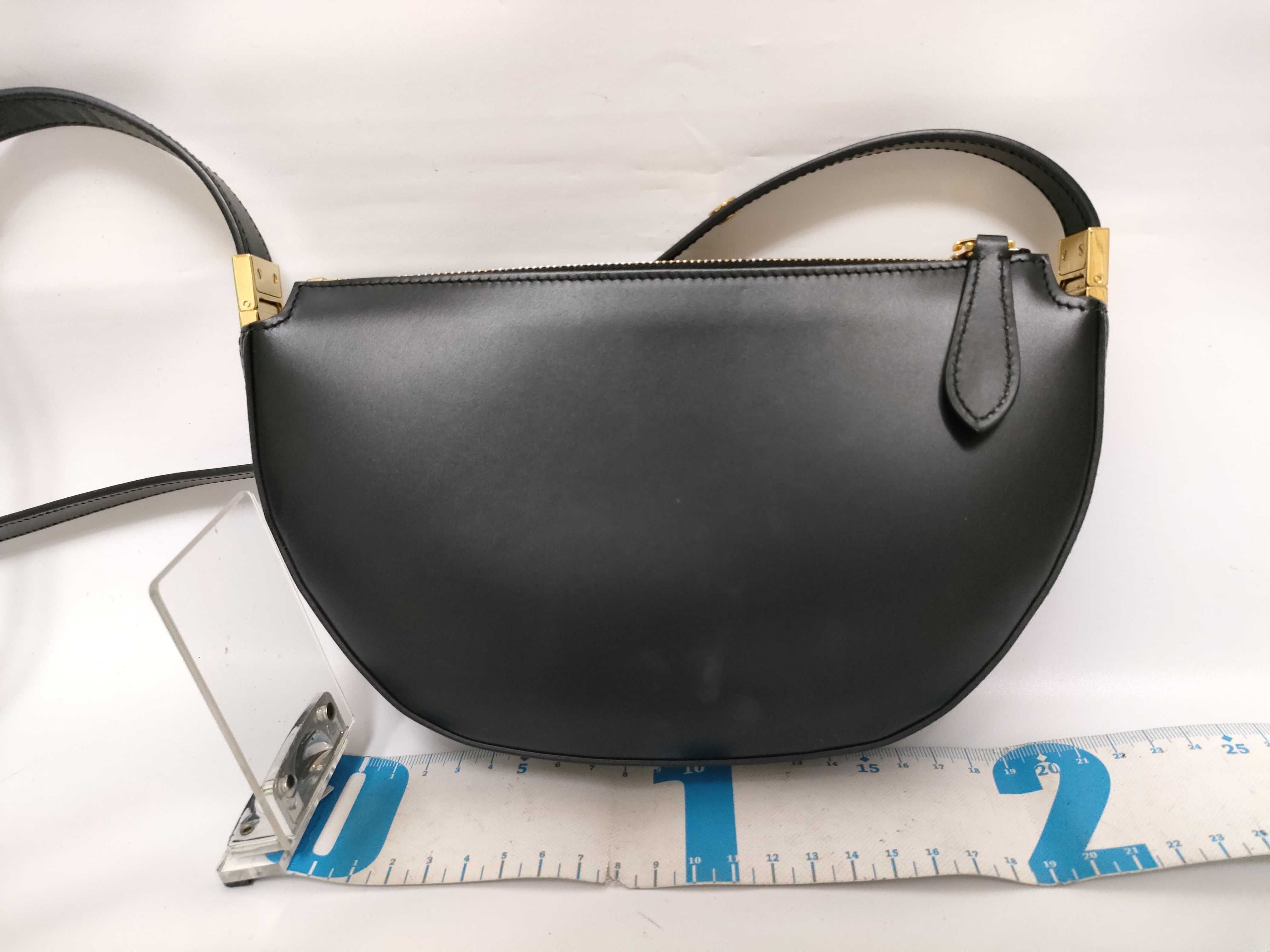 Olympia Leather Shoulder Bag, Black — view 2
