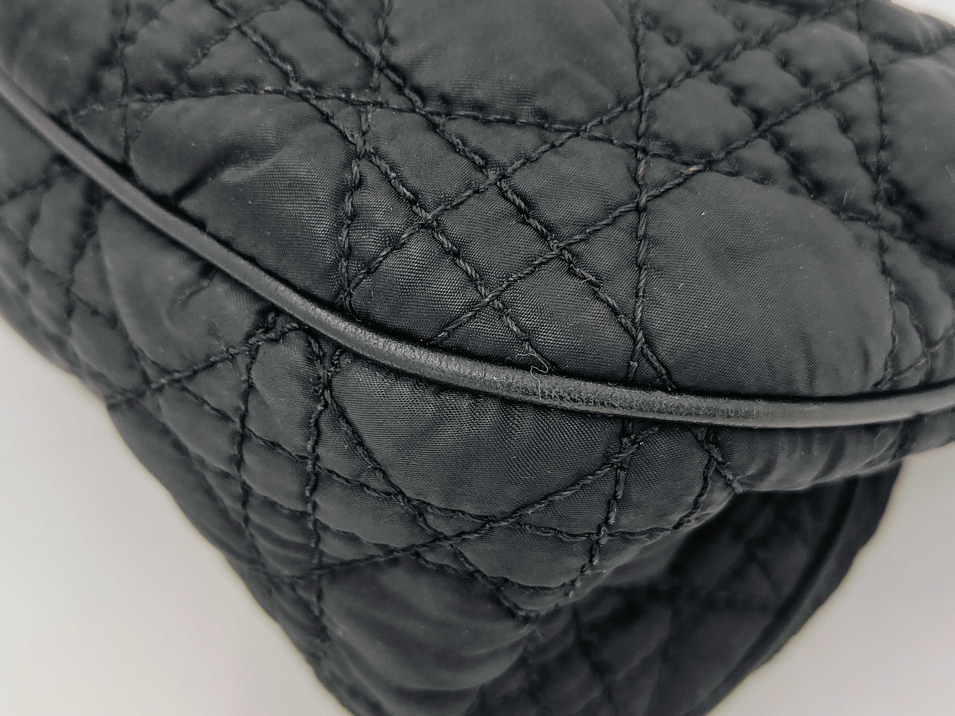 Cannage Nylon Handbag, Black — view 7