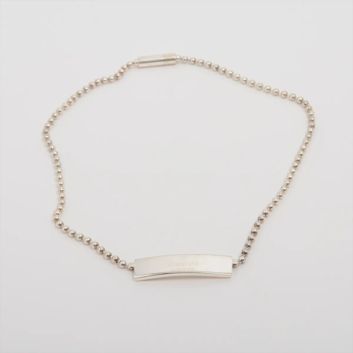 logo plate choker, 925 sterling silver, 11.0g, silver,