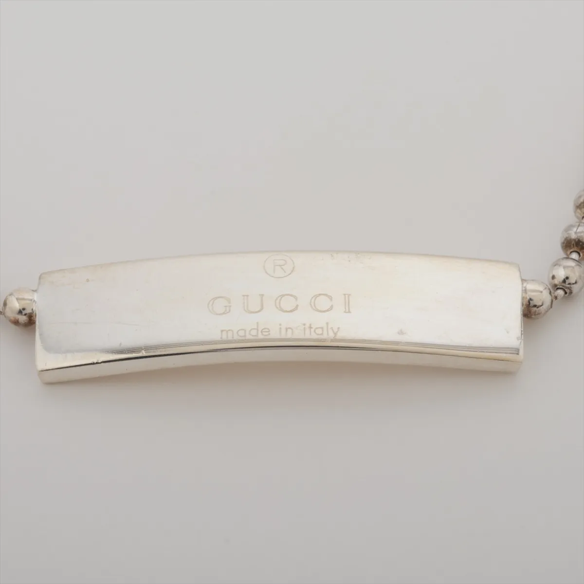 logo plate choker, 925 sterling silver, 11.0g, silver, — view 2