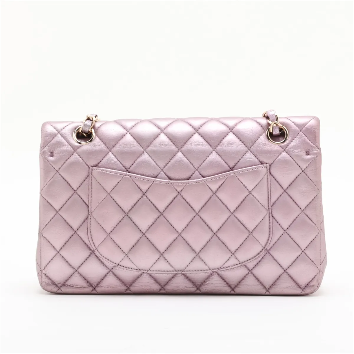 Matelassé 25 Lambskin Double Flap Double Chain Bag, Pink with Gold Hardware, 19999444, Serial Number 19-series, A01112 — view 2