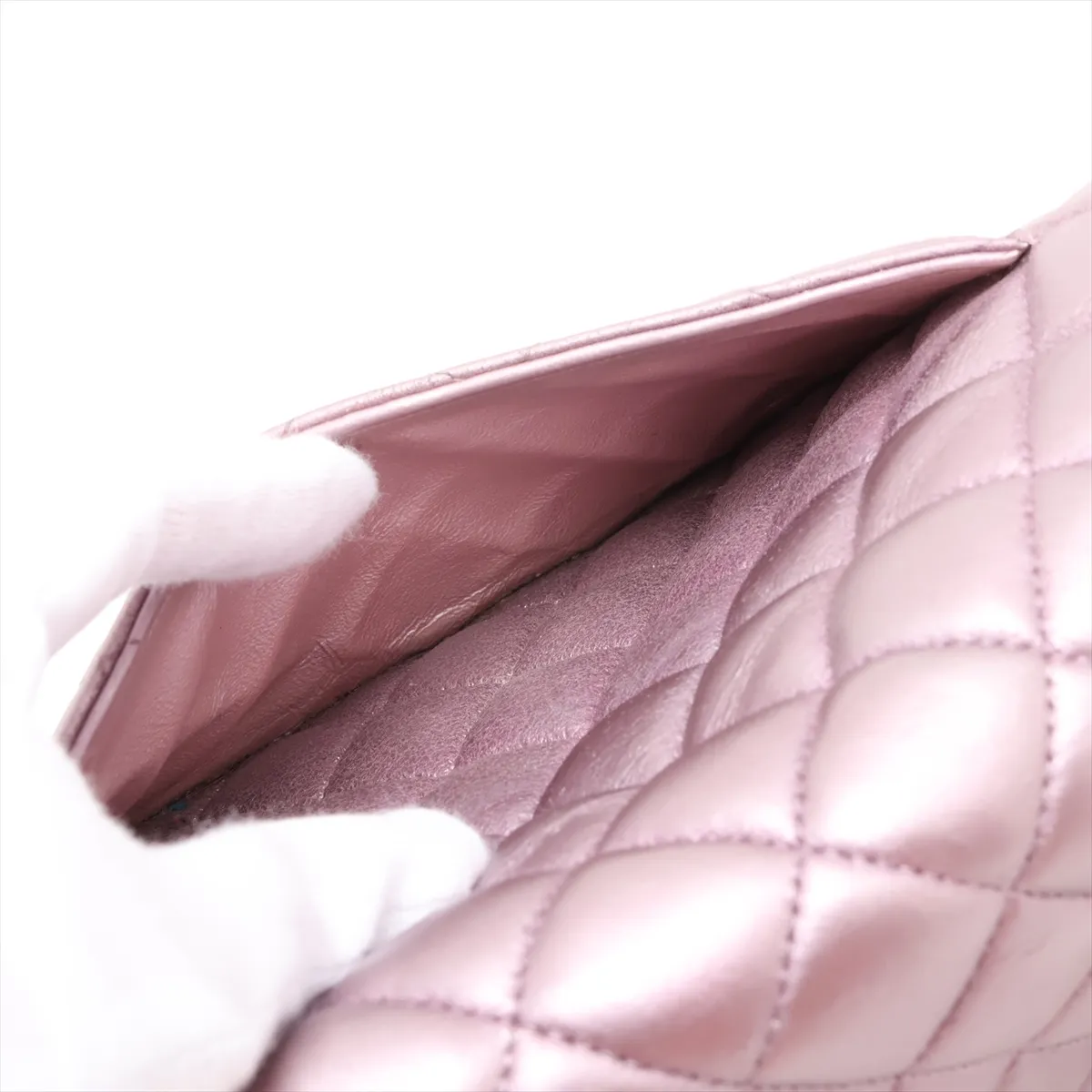 Matelassé 25 Lambskin Double Flap Double Chain Bag, Pink with Gold Hardware, 19999444, Serial Number 19-series, A01112 — view 11