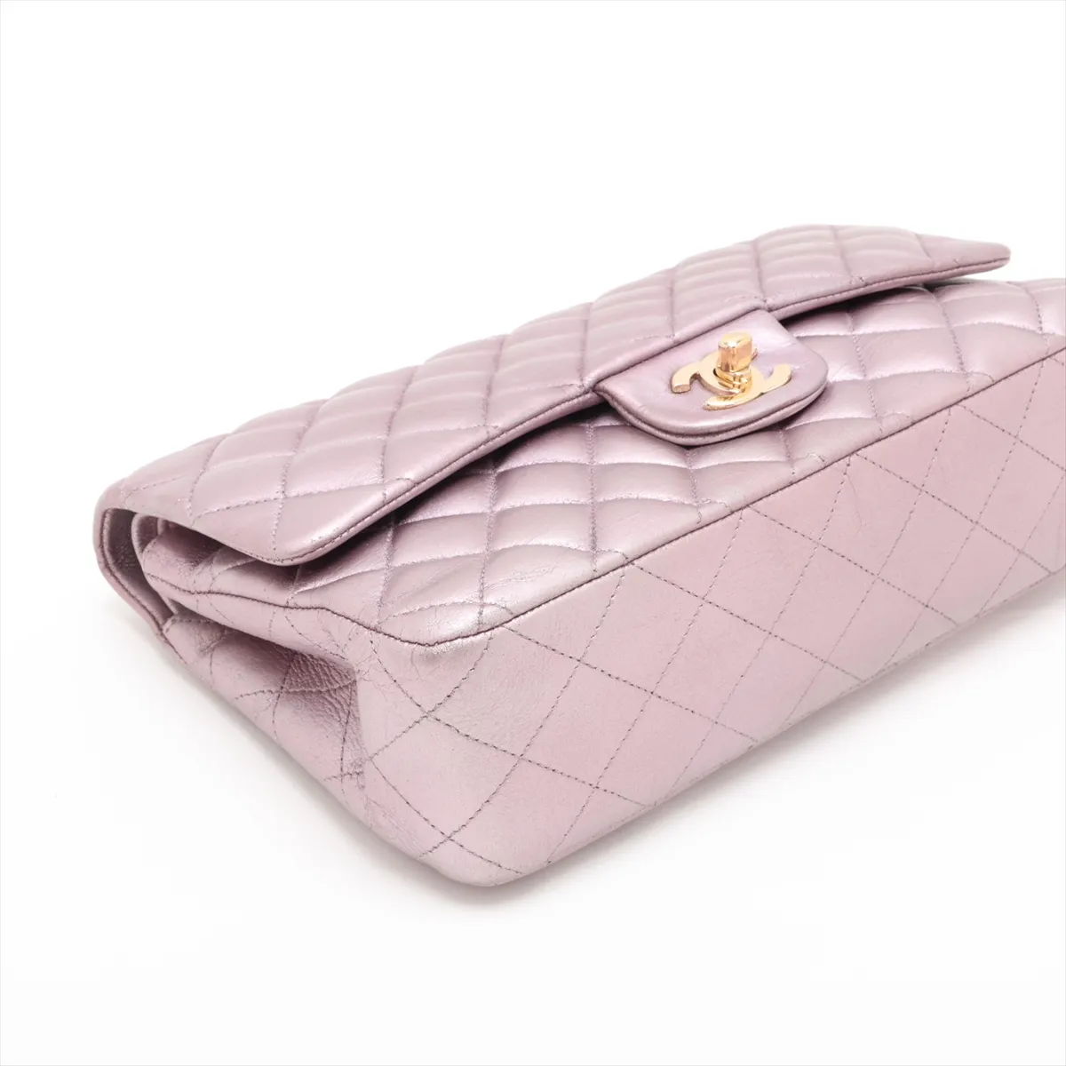 Matelassé 25 Lambskin Double Flap Double Chain Bag, Pink with Gold Hardware, 19999444, Serial Number 19-series, A01112 — view 4