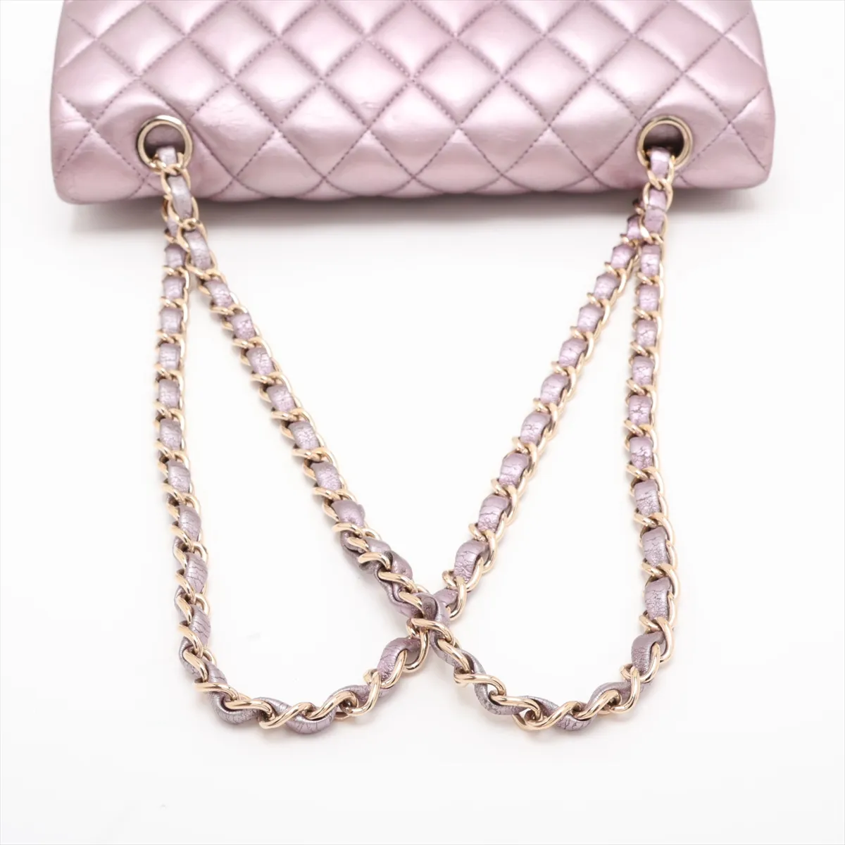 Matelassé 25 Lambskin Double Flap Double Chain Bag, Pink with Gold Hardware, 19999444, Serial Number 19-series, A01112 — view 5