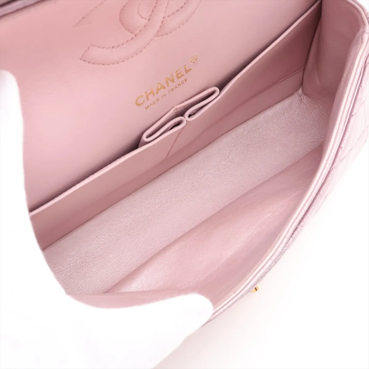 Matelassé 25 Lambskin Double Flap Double Chain Bag, Pink with Gold Hardware, 19999444, Serial Number 19-series, A01112 — view 7