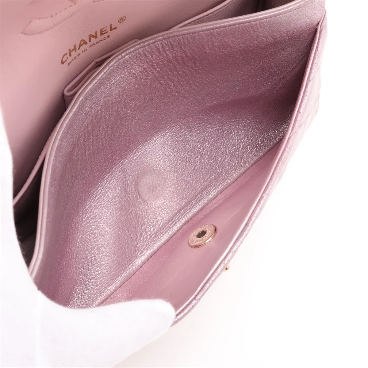 Matelassé 25 Lambskin Double Flap Double Chain Bag, Pink with Gold Hardware, 19999444, Serial Number 19-series, A01112 — view 10