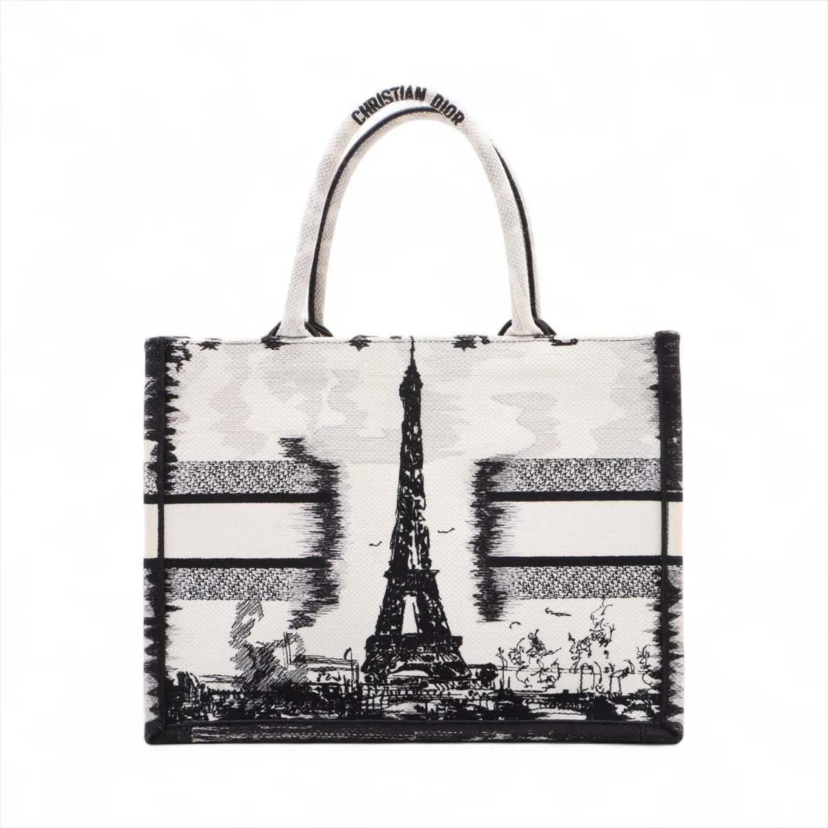 Book Tote Medium Canvas Tote Bag White x Black — view 2