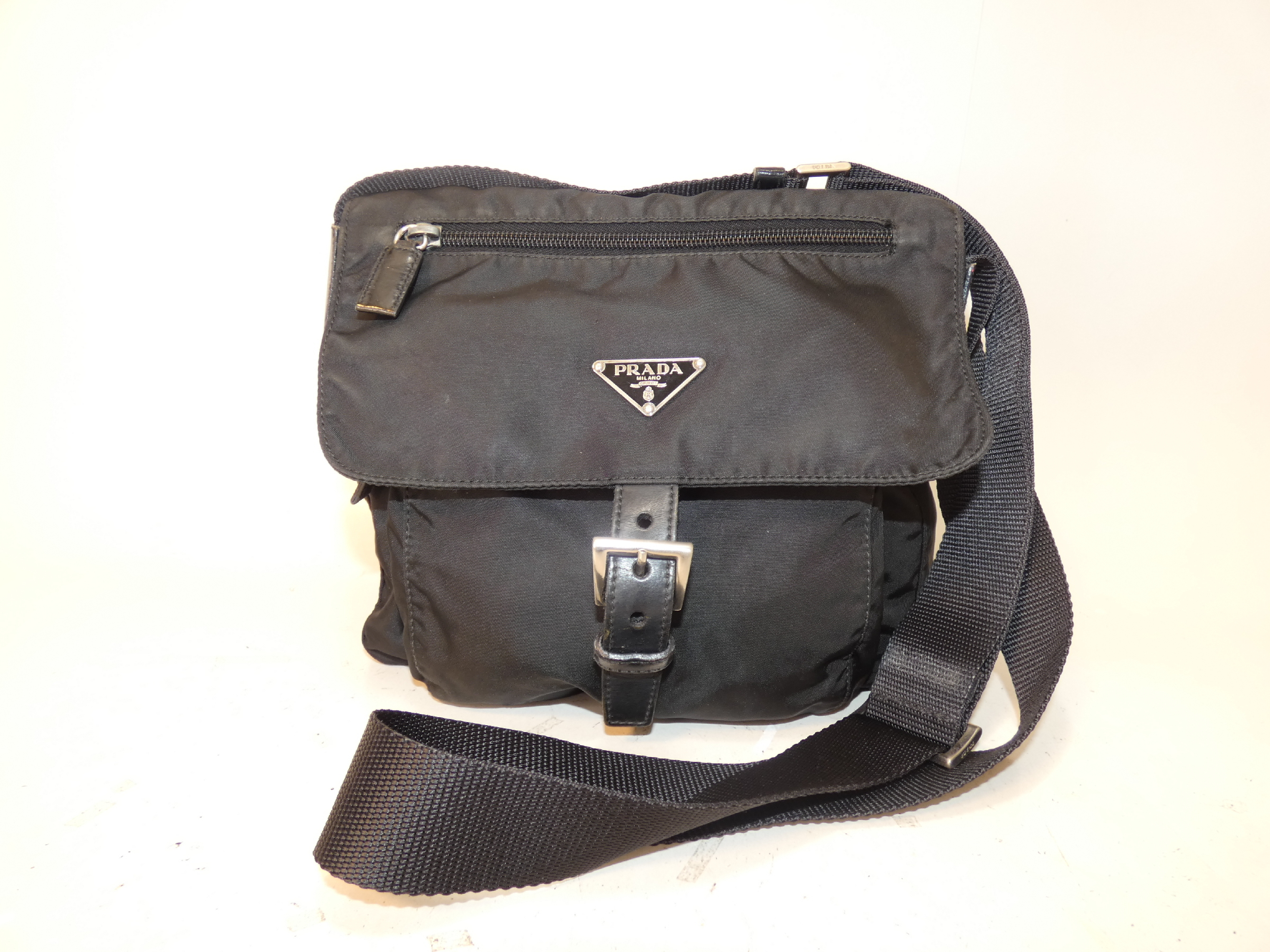 Front Belt Nylon Black Shoulder Bag